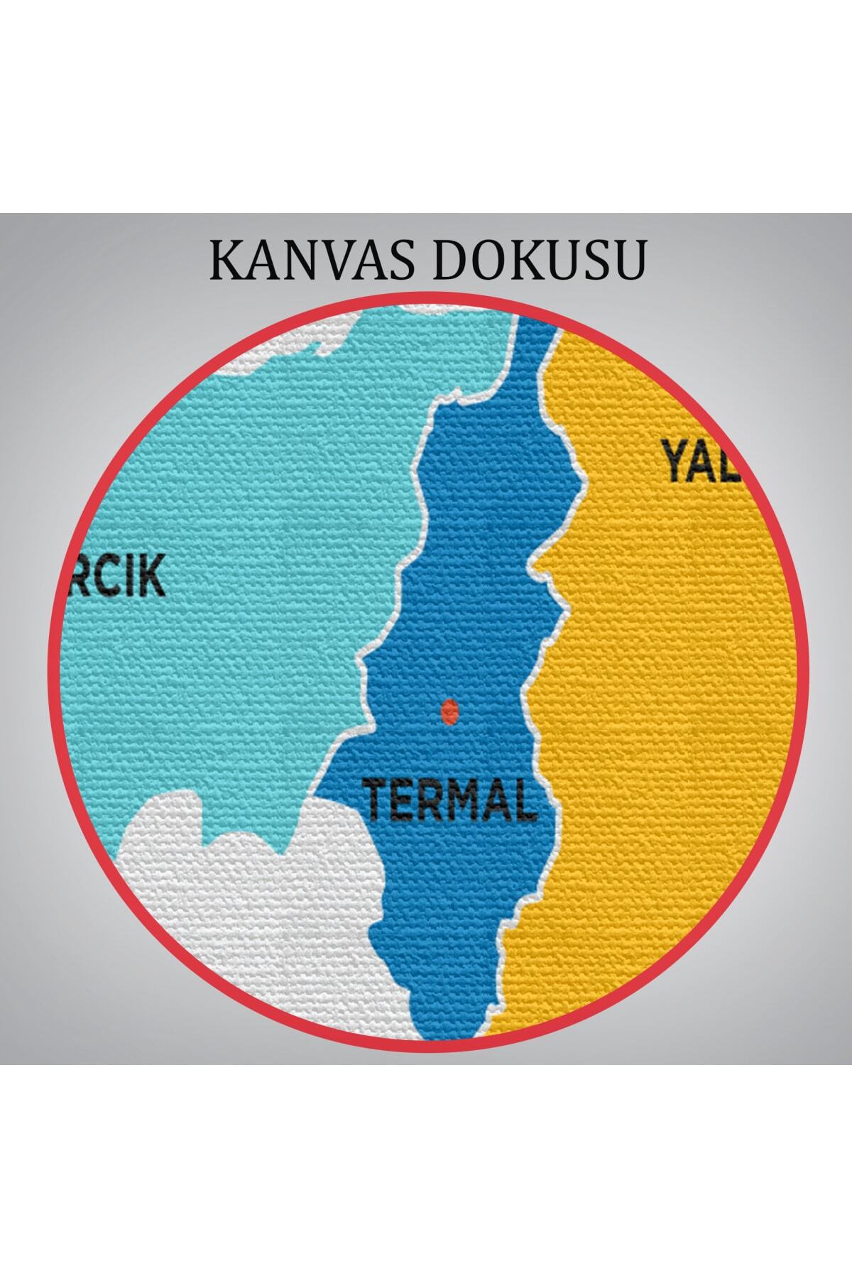 Yalova Ili Ve Ilçeler Haritası Dekoratif Kanvas Tablo görsel 6