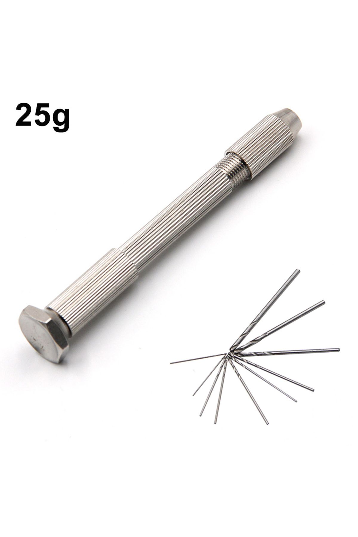 Choice-Silver Set Silver Single Head Hand Twisted Drill Handle 10pc Small Tool Set Diy Hole Punching Art Pl 1