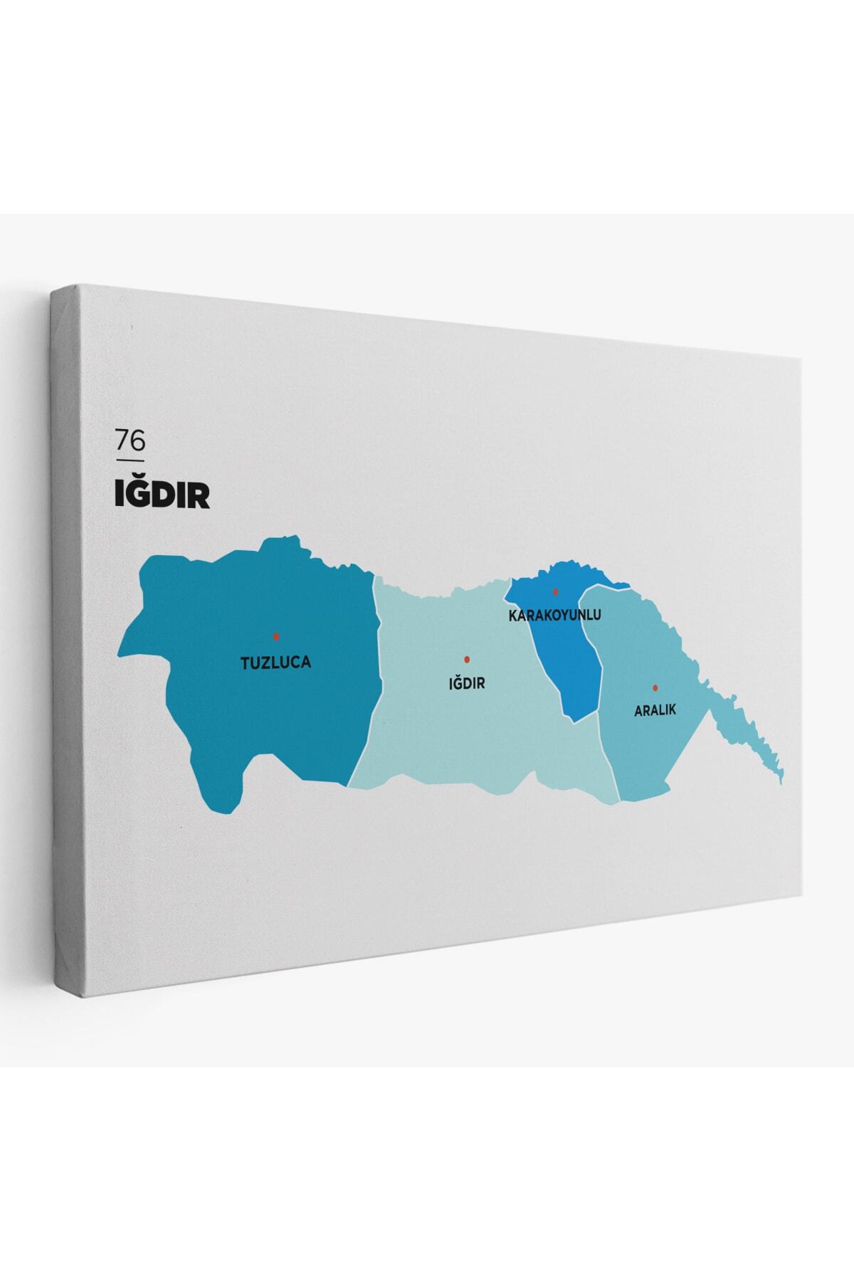 Iğdır Ili Ve Ilçeler Haritası Dekoratif Kanvas Tablo-1