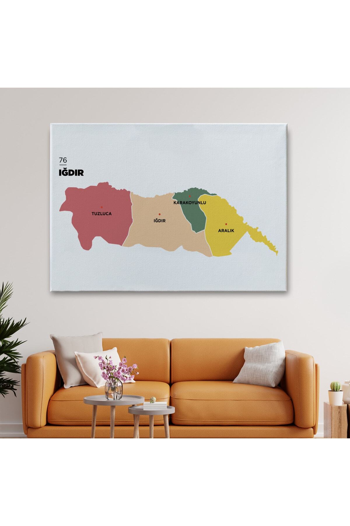 Iğdır Ili Ve Ilçeler Haritası Dekoratif Kanvas Tablo görsel 2