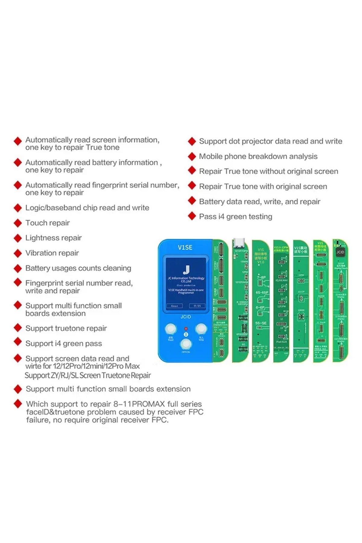 Choice-JCID JC V1SE for IPHONE X XS Max 11 12 13 14 15Pro True Tone Fingerprint Dot Projector Battery Da... 2