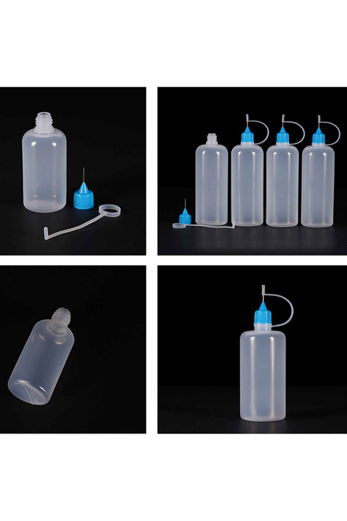 MLDCZS-5ml 10ml 20ml 30ml 100ml 120ml PE Plastic Squeezable Tip Applicator Bottle Refillable Dropper wit... 4