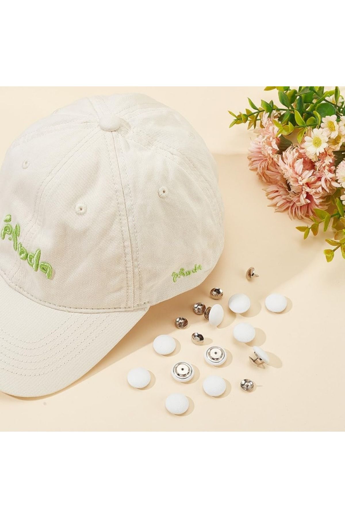 Choice-32 Sets 0.67Inch Baseball Cap Button Top Replacement Hats Buttons White Cloth Covered Hat Button ... 6