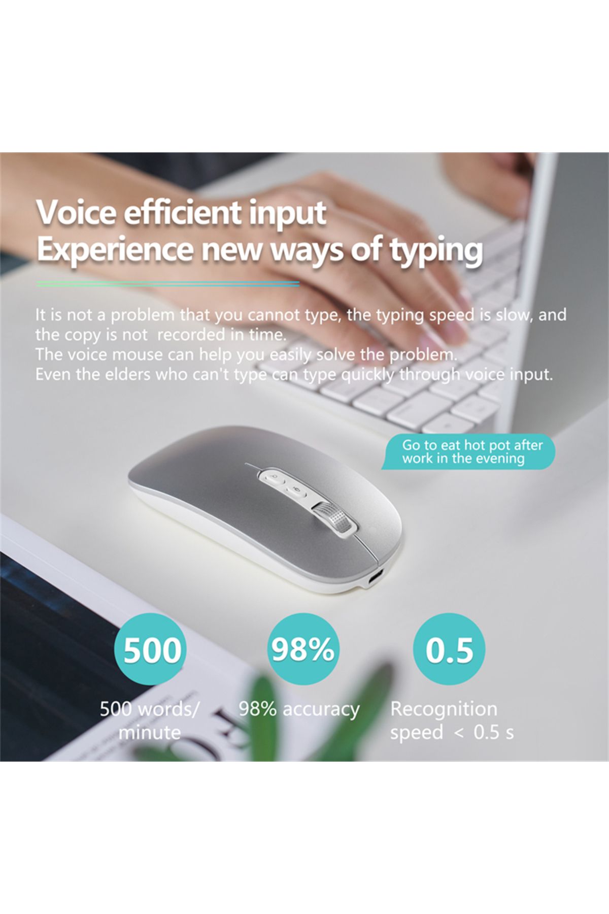 Choice-AI Smart Voice Mouse Speech to Text Mouse Rechargeable 2.4G Wireless Bluetooth Mouse for Windows ... 3