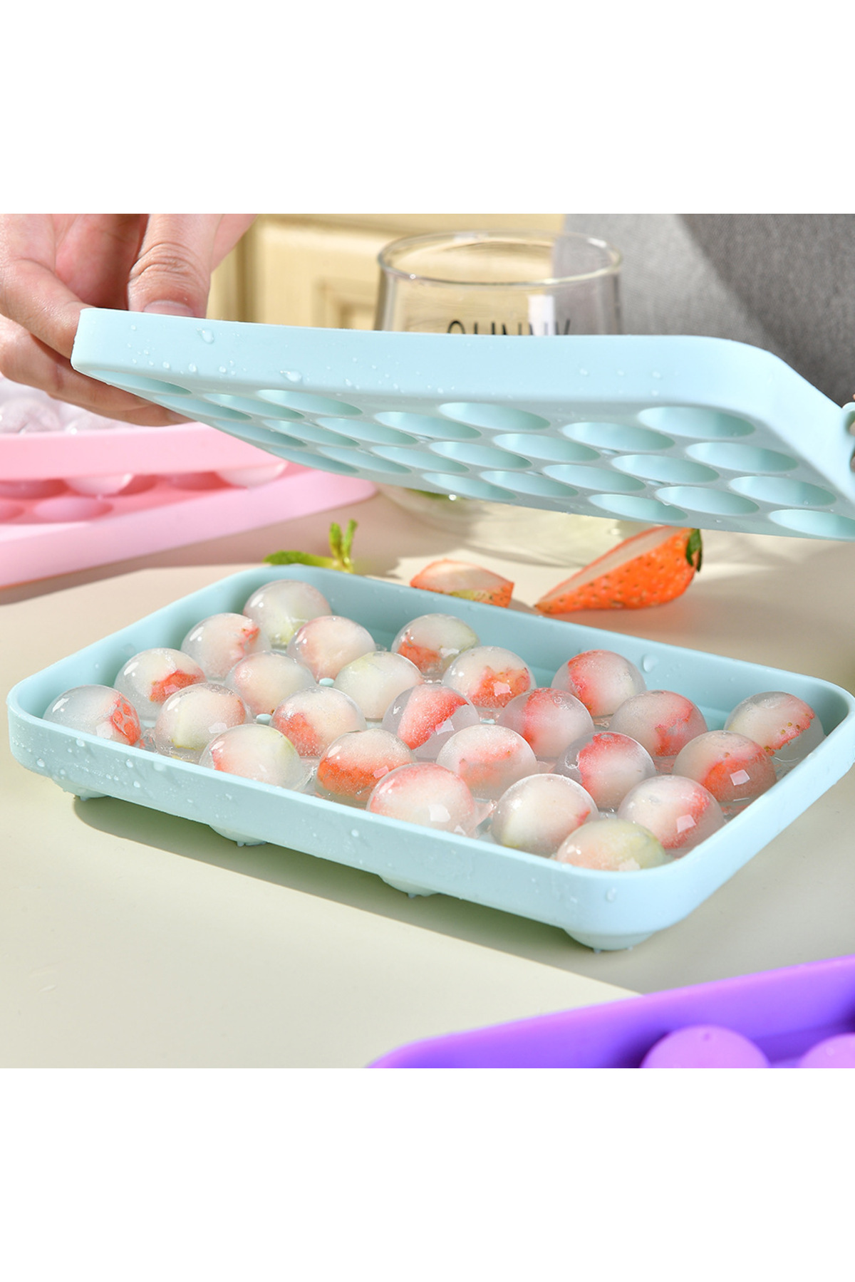 Choice-25 Grids Silicone Ice Grid Ball Ice Cube Mold with Cover Ice Storage Box Easy to Demould Ice Maki... 3