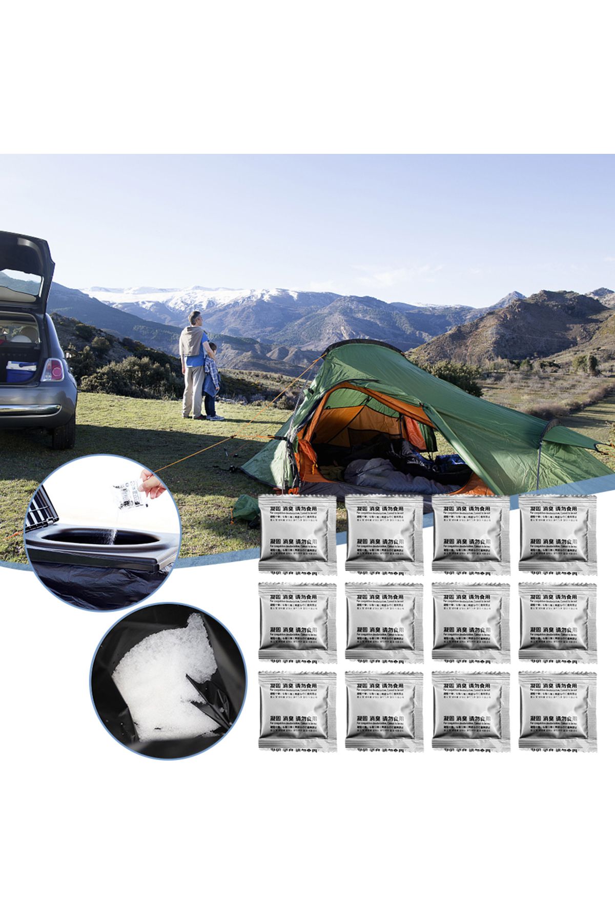 Choice-12Pcs Poo Powder Poo Gel Camping Toilet Chemicals Emergency Toilet Waste Treatment for Camping To... 7