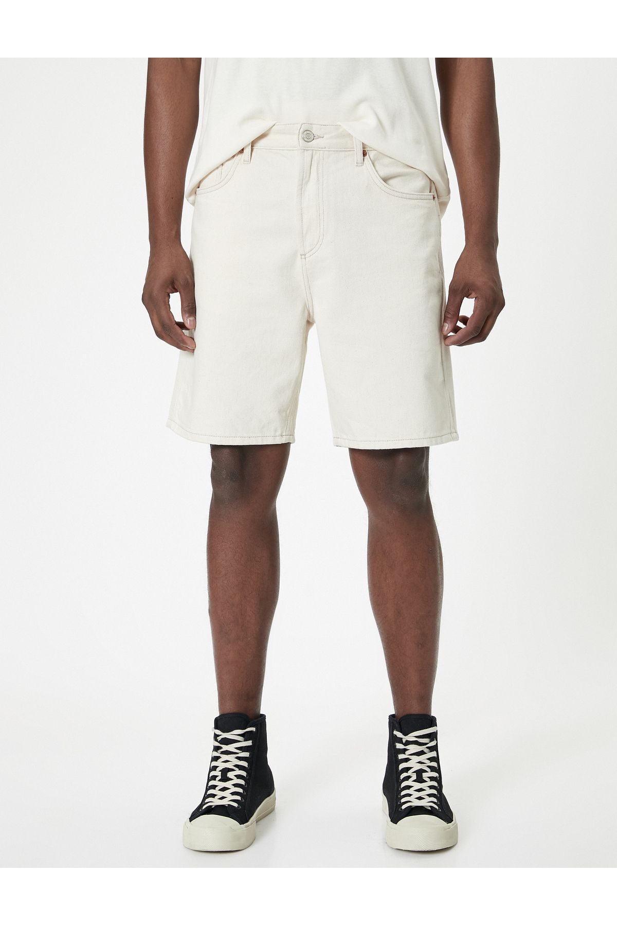 Koton-Oversize Bermuda Denim Shorts with 5 Pocket Buttons 3