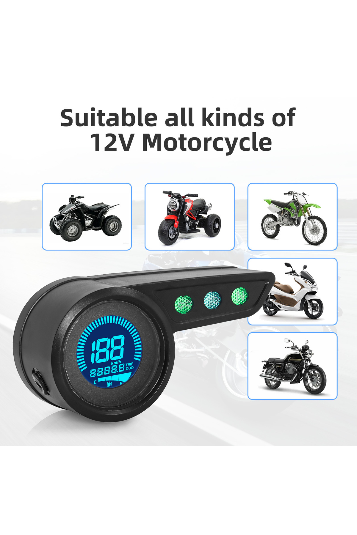 MAIMEIMI-7Colors Digital Speedometer LED Display Universal Tachometer Oil Fuel Level Dashboard for kawasak... 5