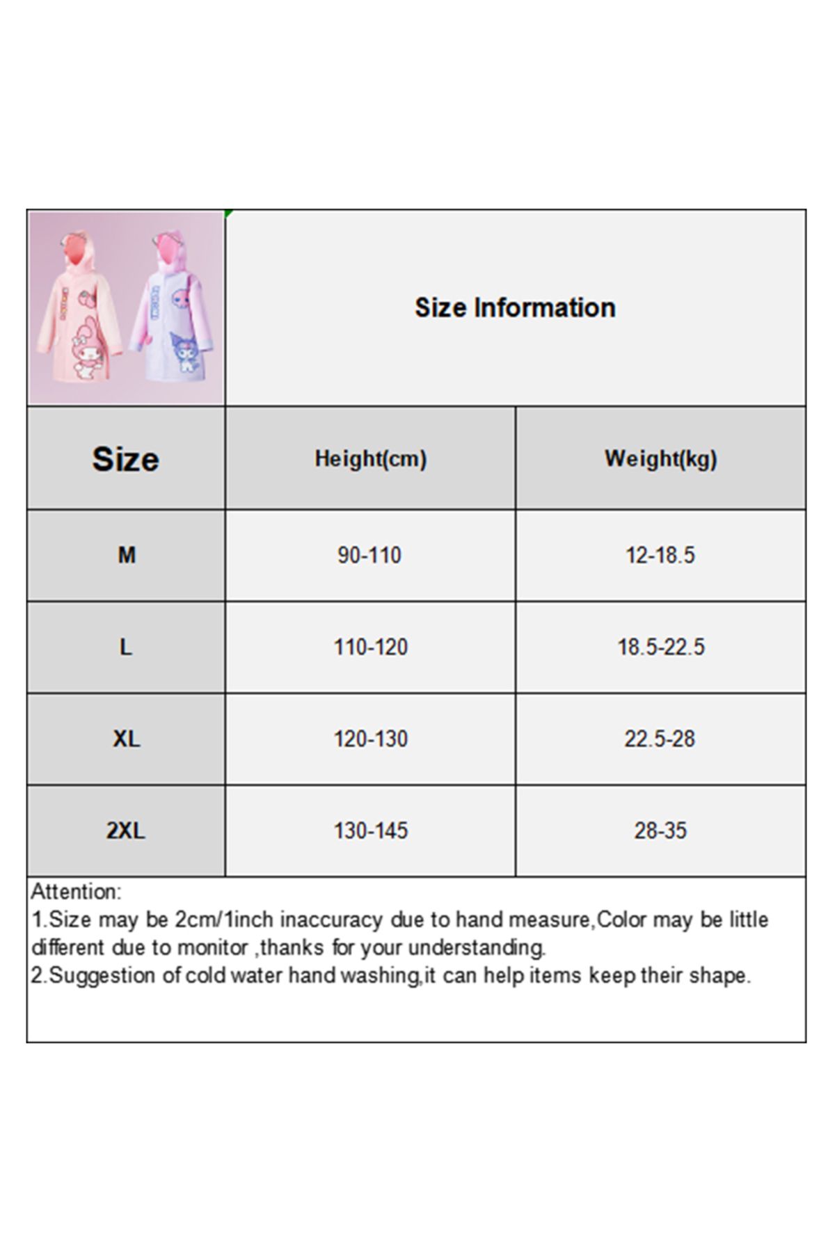 Choice-Animation Sanrio Kawaii Poncho Raincoat Cartoon Kuromi Hello Kitty Cinnamon Roll Cute Waterproof ... 6