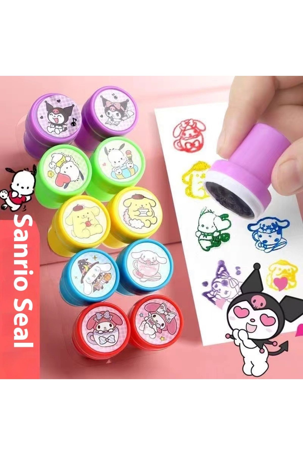 Choice-Sanrio Samps For Kids Cartoon Kawaii Cinnamoroll Kuromi Self-Ink Teacher Stamps Party Favor Child... 6