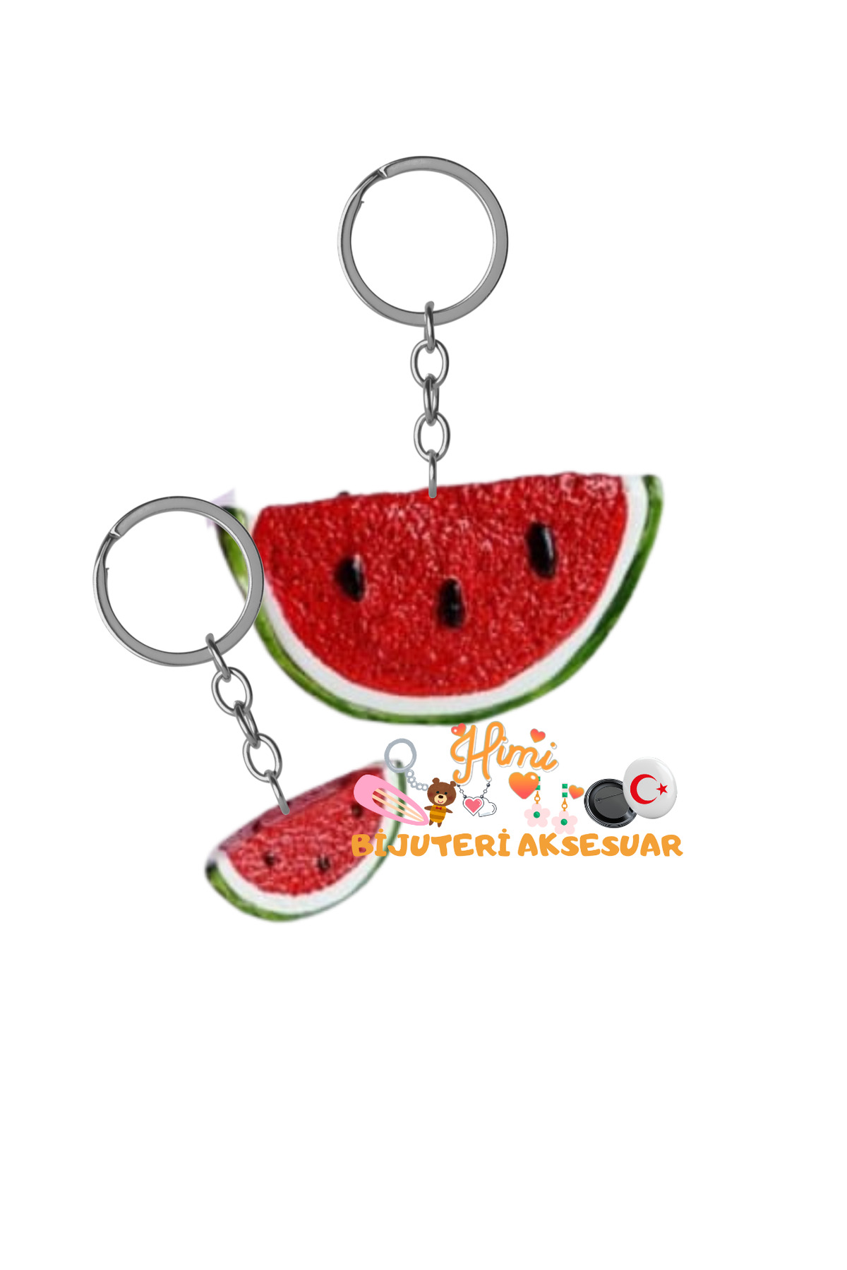2pcs Watermelon Keychain Backpack Ornament Car Keychain Ornament School Bag Gym Bag Ornament