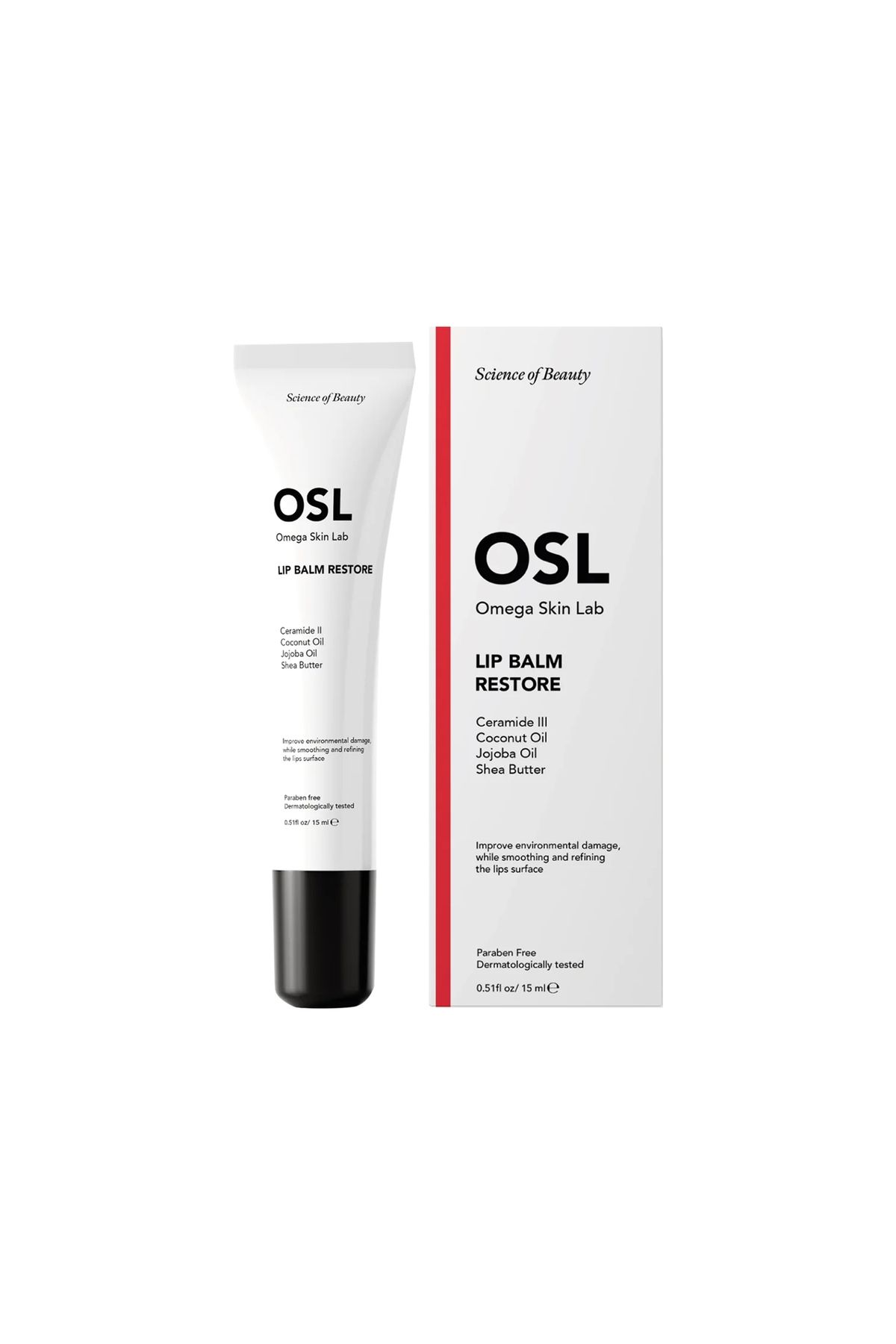 OSL Omega Skin Lab-Lippenbalsam für trockene, rissige und strapazierte Lippen - Parabenfrei, dermatologisch getestet, 1