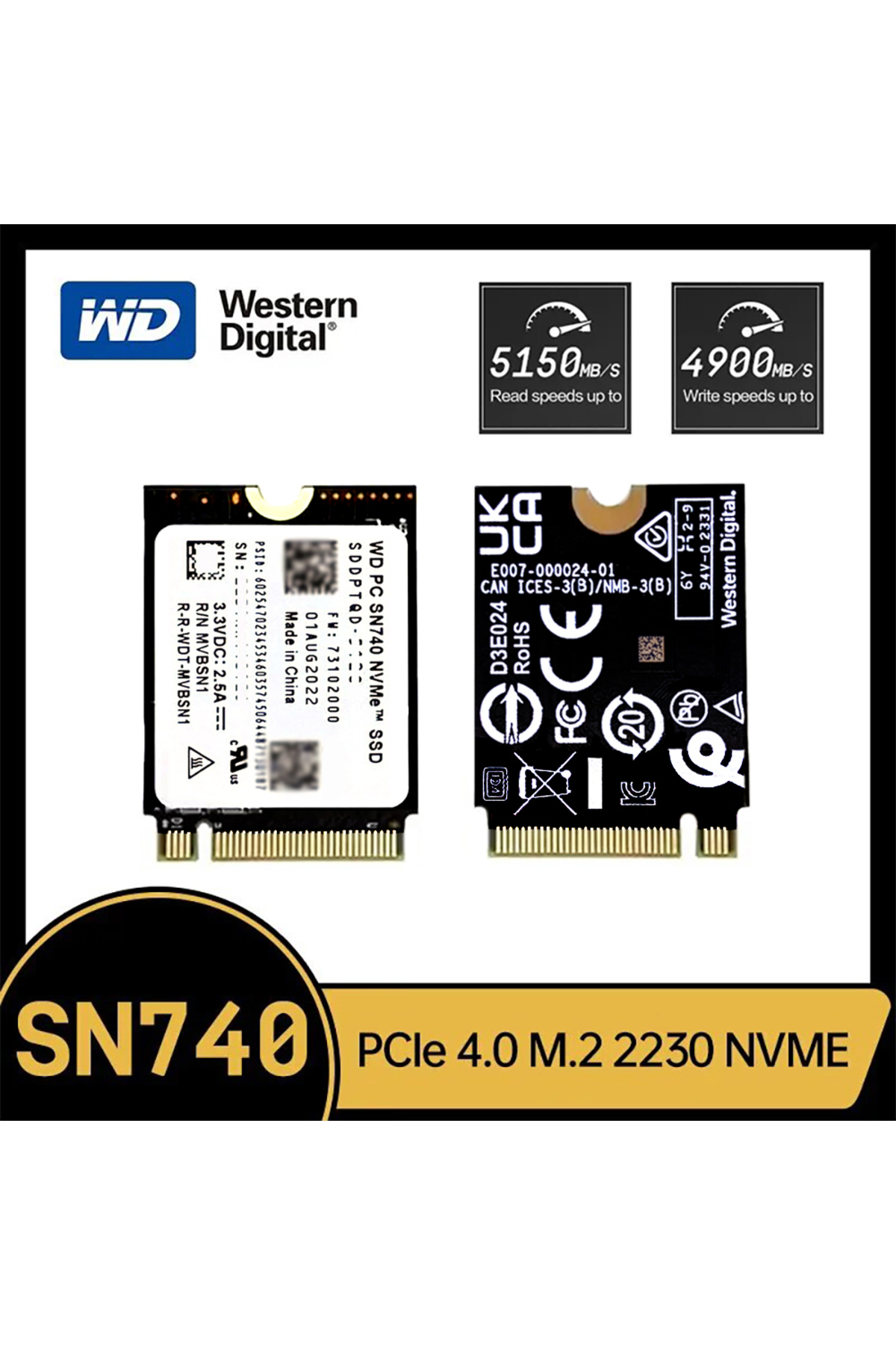 WESTERN DIGITAL Wd sn740 1tb 2tb ssd m.2 2230 gen4 pcie 4.0 x4