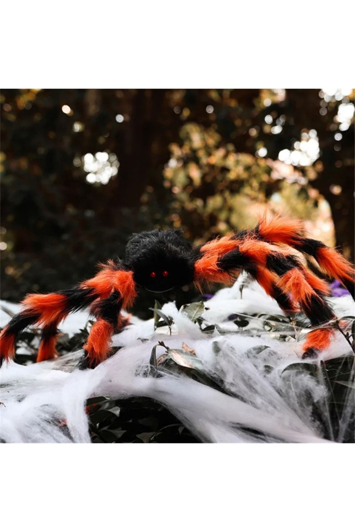 Choice-75cm Red Eyes Black Scary Giant Spider Huge Spider Web Halloween Decoration Props Haunted House I... 4
