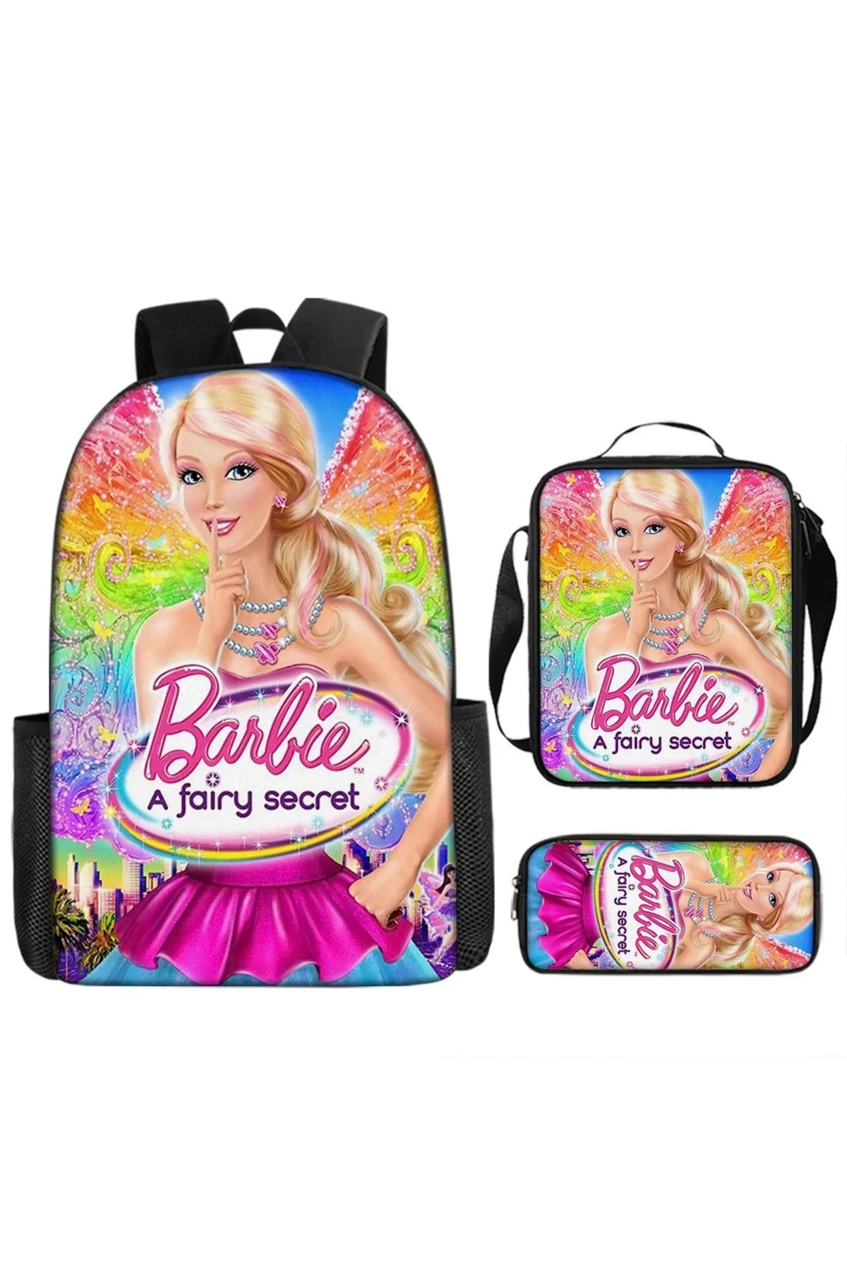 Miniso-3PCS-Set MINISO Barbie The Movie Peripheral Two-dimensional Children's Kawaii Pink School Bag Lar... 4