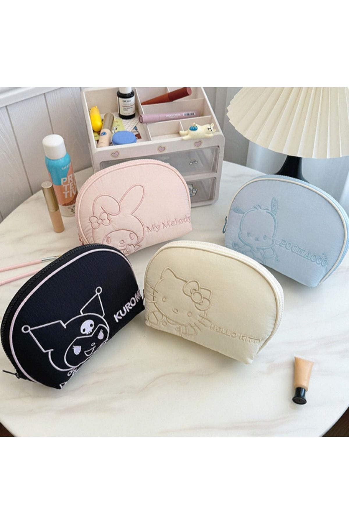 Choice-Sanrio Shell Makeup Bag Kawaii Anime Hello Kitty Kuromi Melody Pochacco Portable Cosmetic Bag Cut... 2