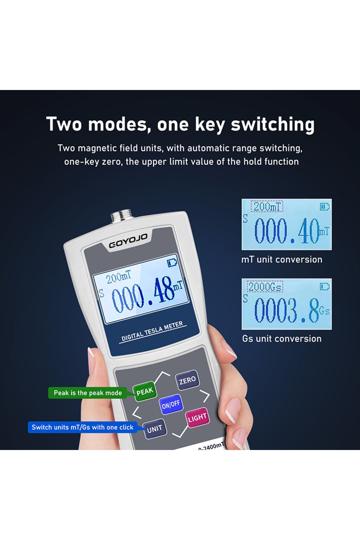 Choice-Digital Tesla Meter Gaussmeter 200mT/2000mT Standard Radial Hall Probe High Accuracy Sensitive Su... 4