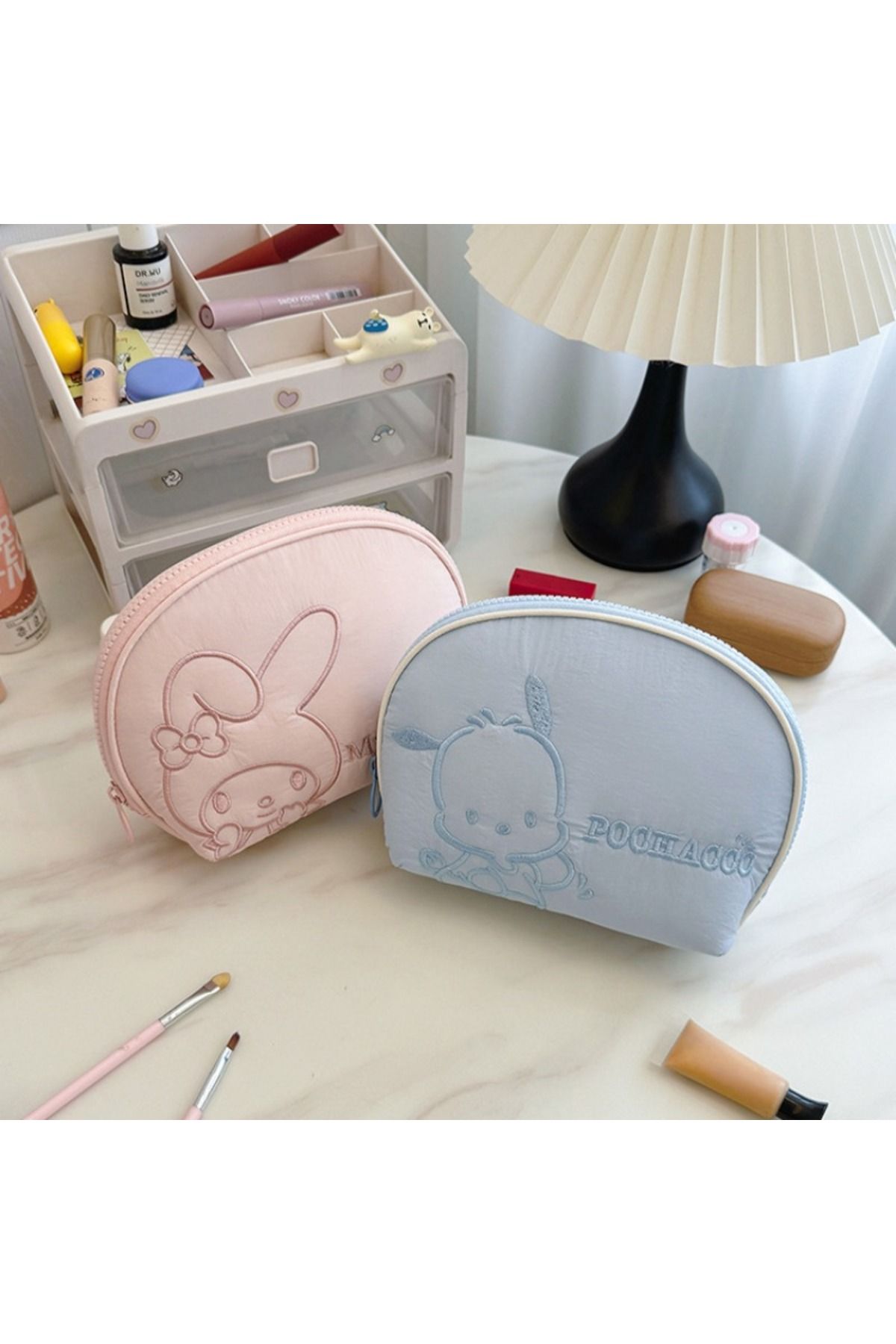 Choice-Sanrio Shell Makeup Bag Kawaii Anime Hello Kitty Kuromi Melody Pochacco Portable Cosmetic Bag Cut... 4