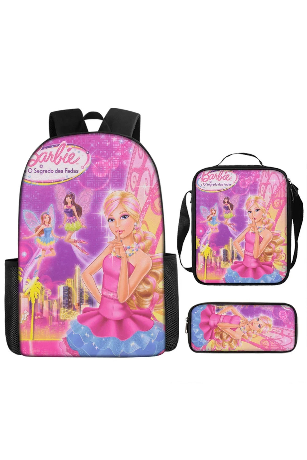 Miniso-3PCS-Set MINISO Barbie The Movie Peripheral Two-dimensional Children's Kawaii Pink School Bag Lar... 7