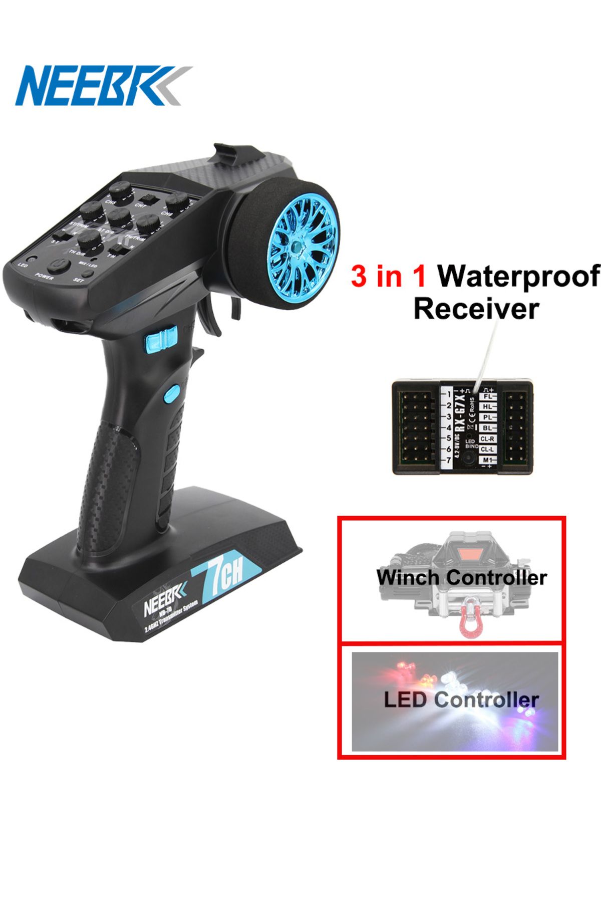 Choice-NEEBRC 2.4GHZ 7CH Transmitter Radio System Transmitter Remote Control/led light controller system... 8
