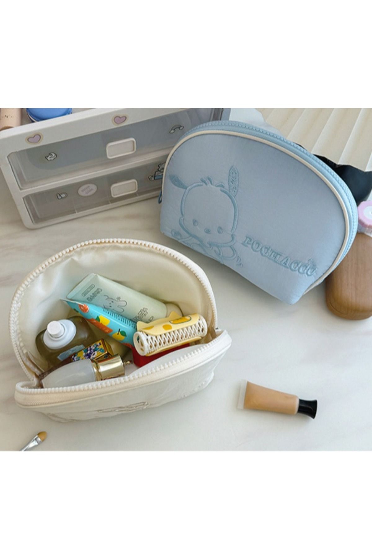 Choice-Sanrio Shell Makeup Bag Kawaii Anime Hello Kitty Kuromi Melody Pochacco Portable Cosmetic Bag Cut... 5