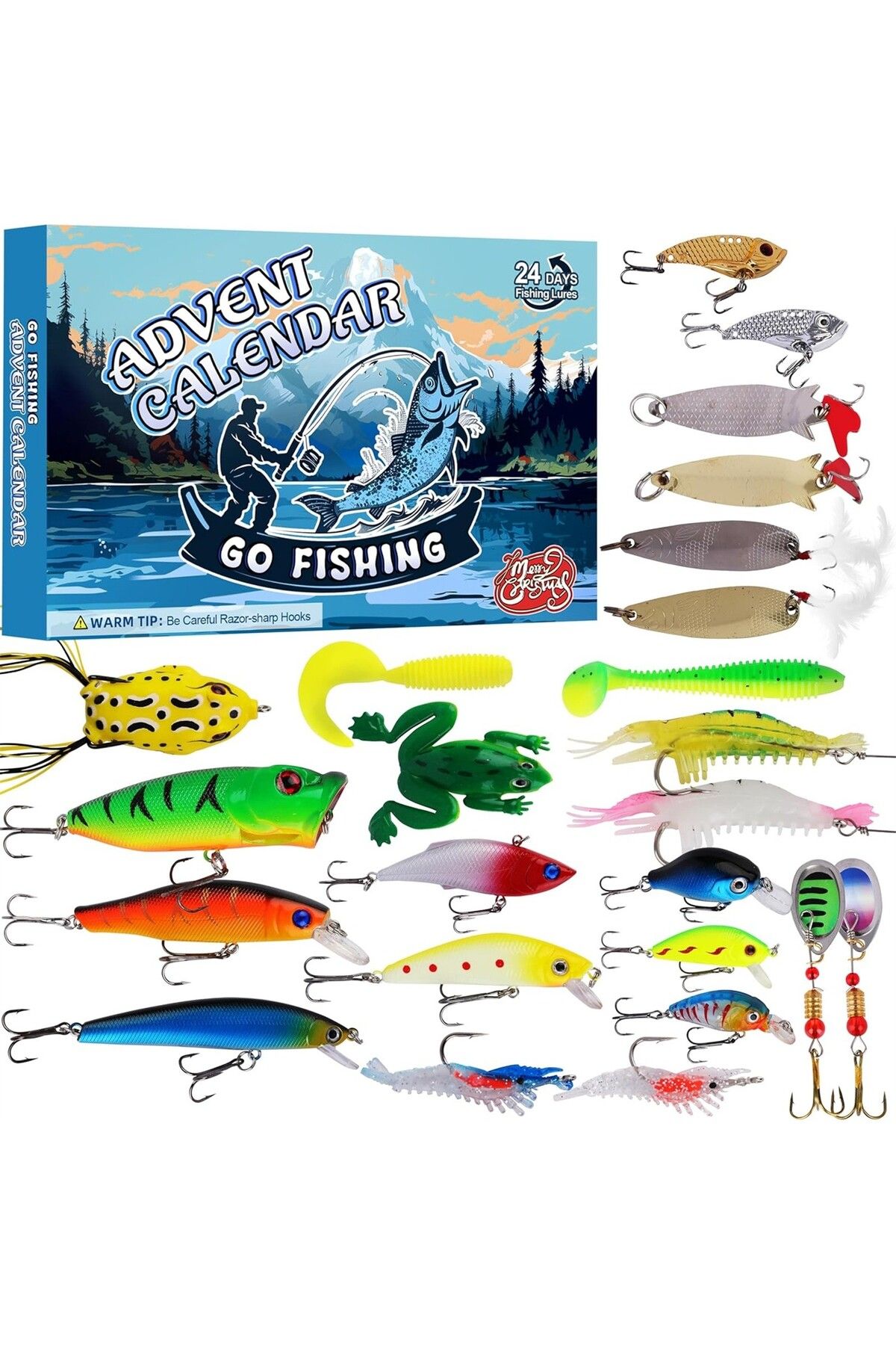 Choice-24pc Fishing bait blind box-24 Days Christmas Countdown Fish Tackle Set Xmas Surprise Fish Gift f... 2