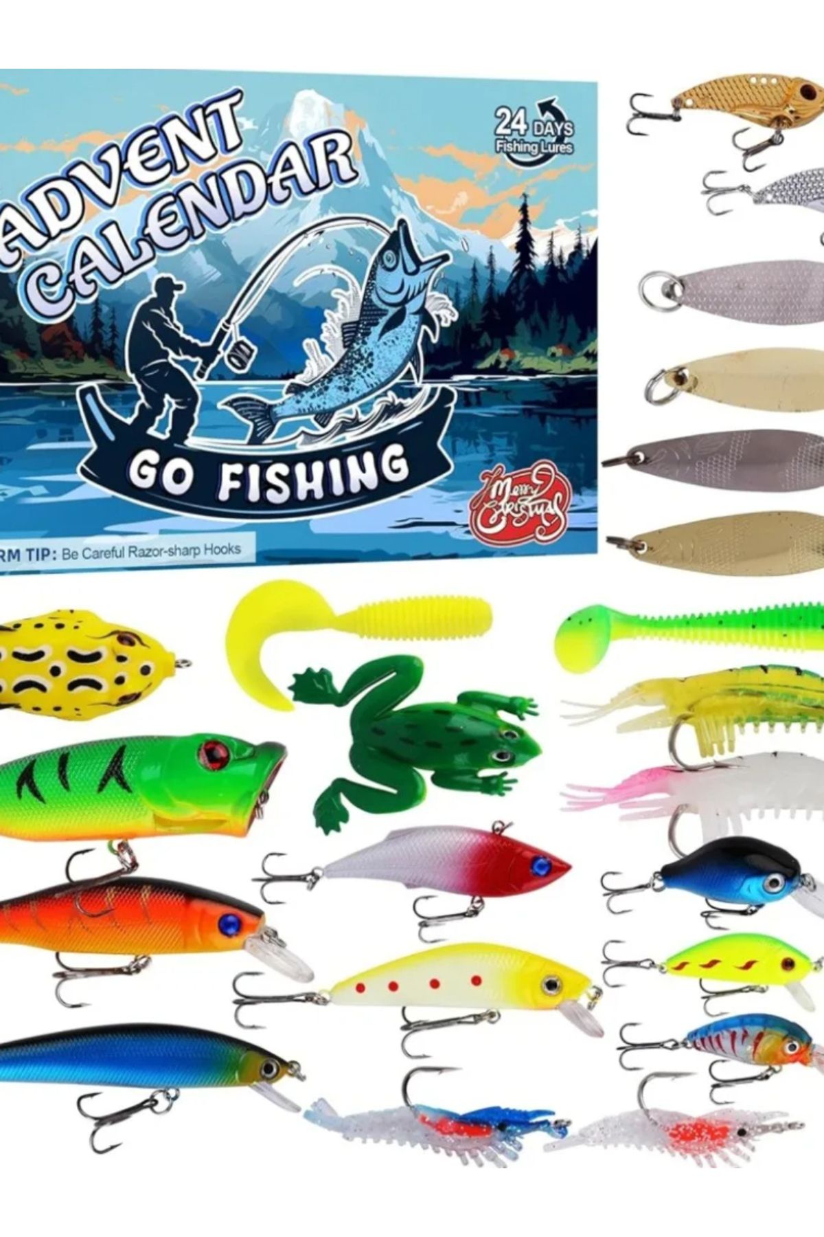 Choice-24pc Fishing bait blind box-24 Days Christmas Countdown Fish Tackle Set Xmas Surprise Fish Gift f... 8