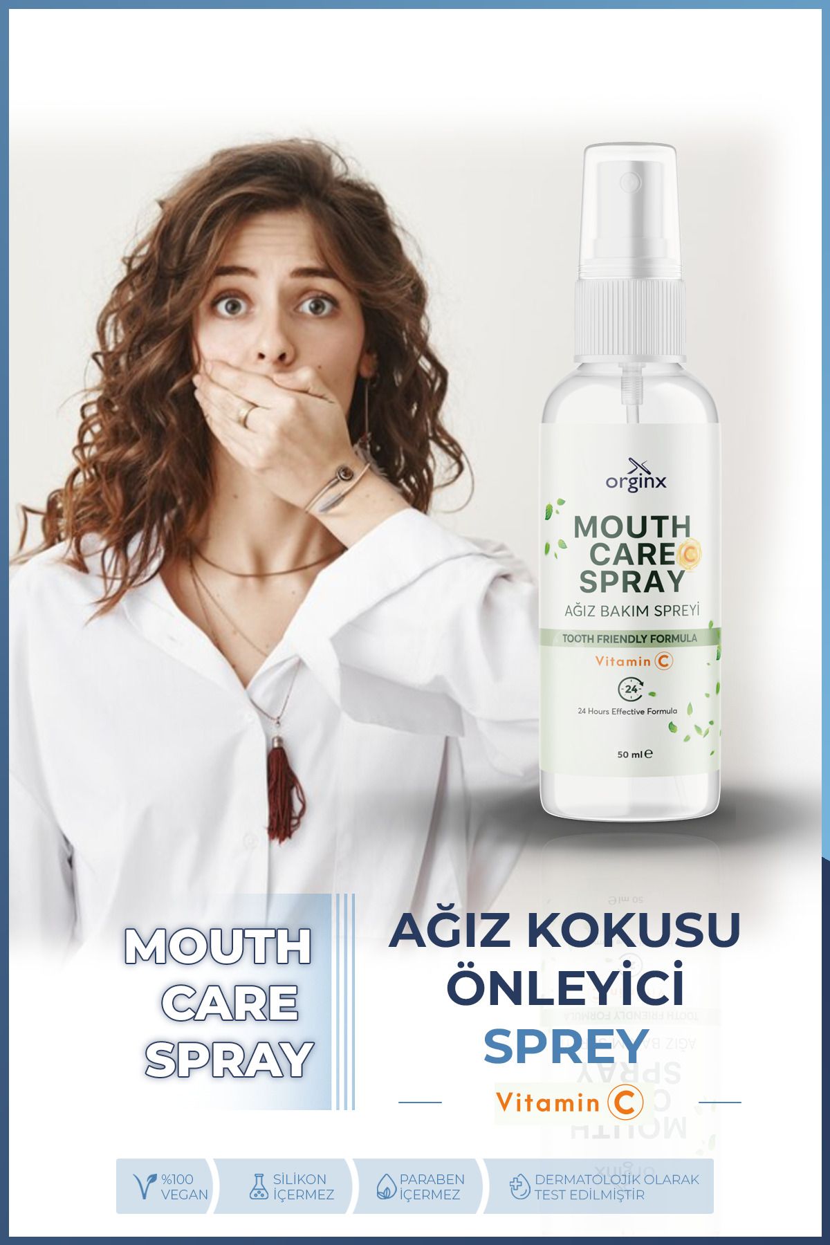 Orginx Vitamin C Ağız Bakım Spreyi - Anında Ağız Kokusu Giderici, Ferah ve Sağlıklı Nefes 50 ml