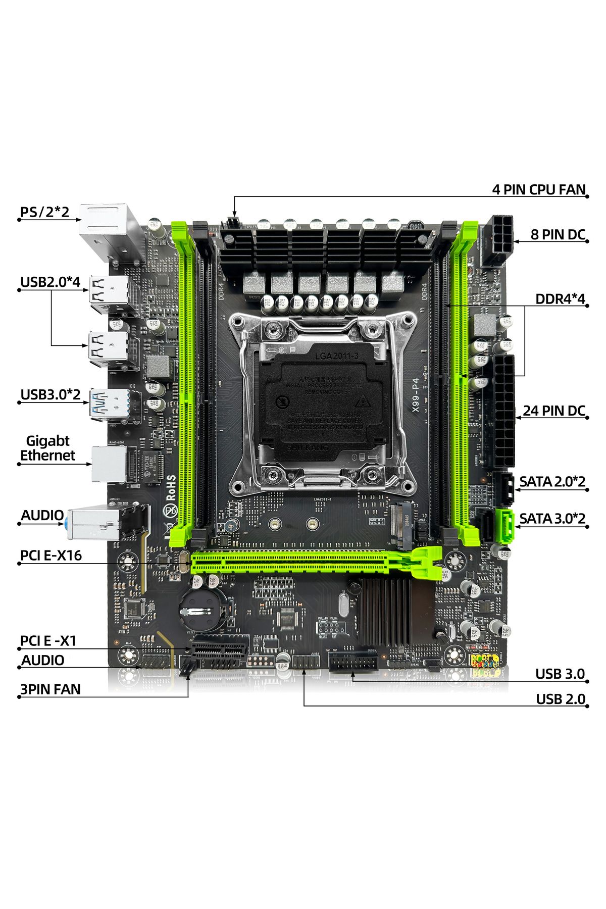 ZSUS-X99 P4 Motherboard Set Kit With Intel LGA2011-3 Xeon E5 2630 V4 CPU DDR4 16GB  (1*16GB) 2133... 5