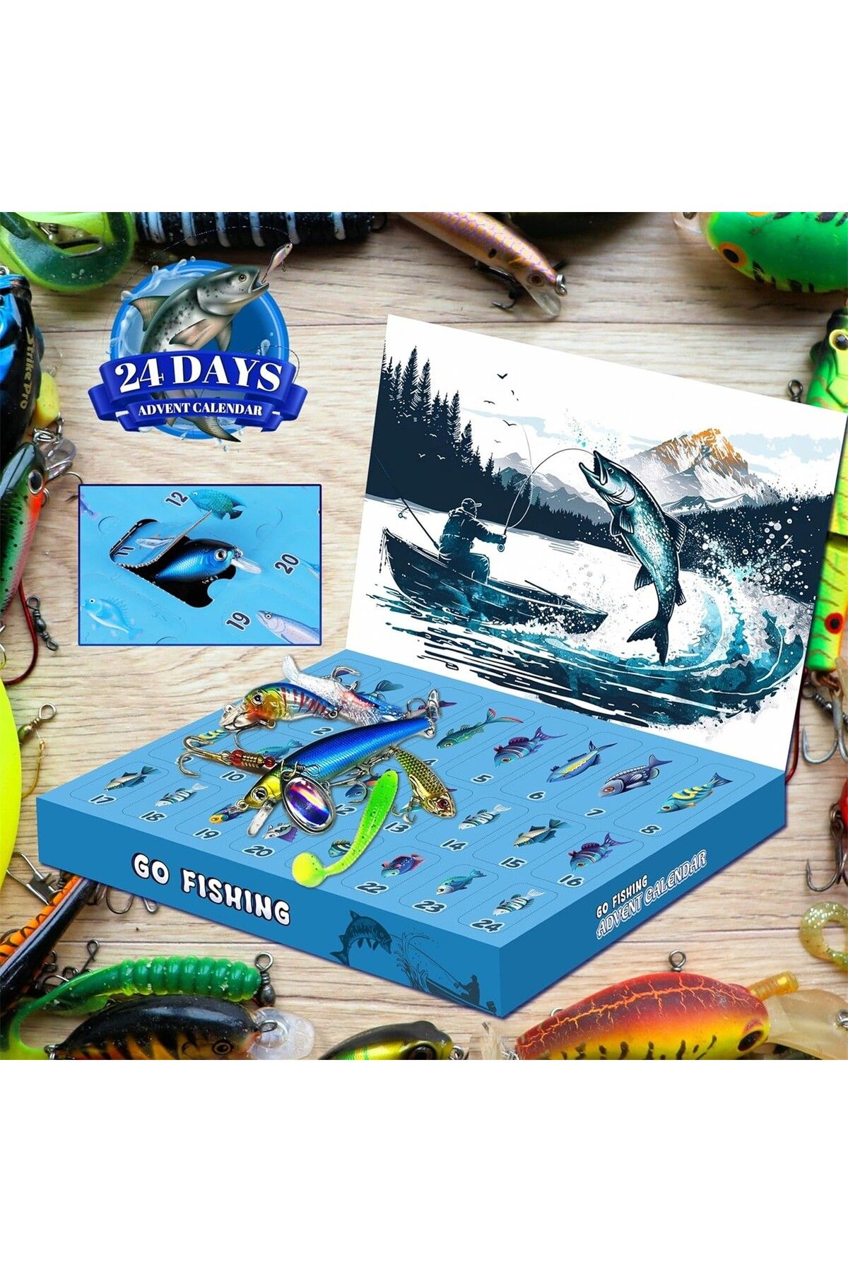 Choice-24pc Fishing bait blind box-24 Days Christmas Countdown Fish Tackle Set Xmas Surprise Fish Gift f... 7