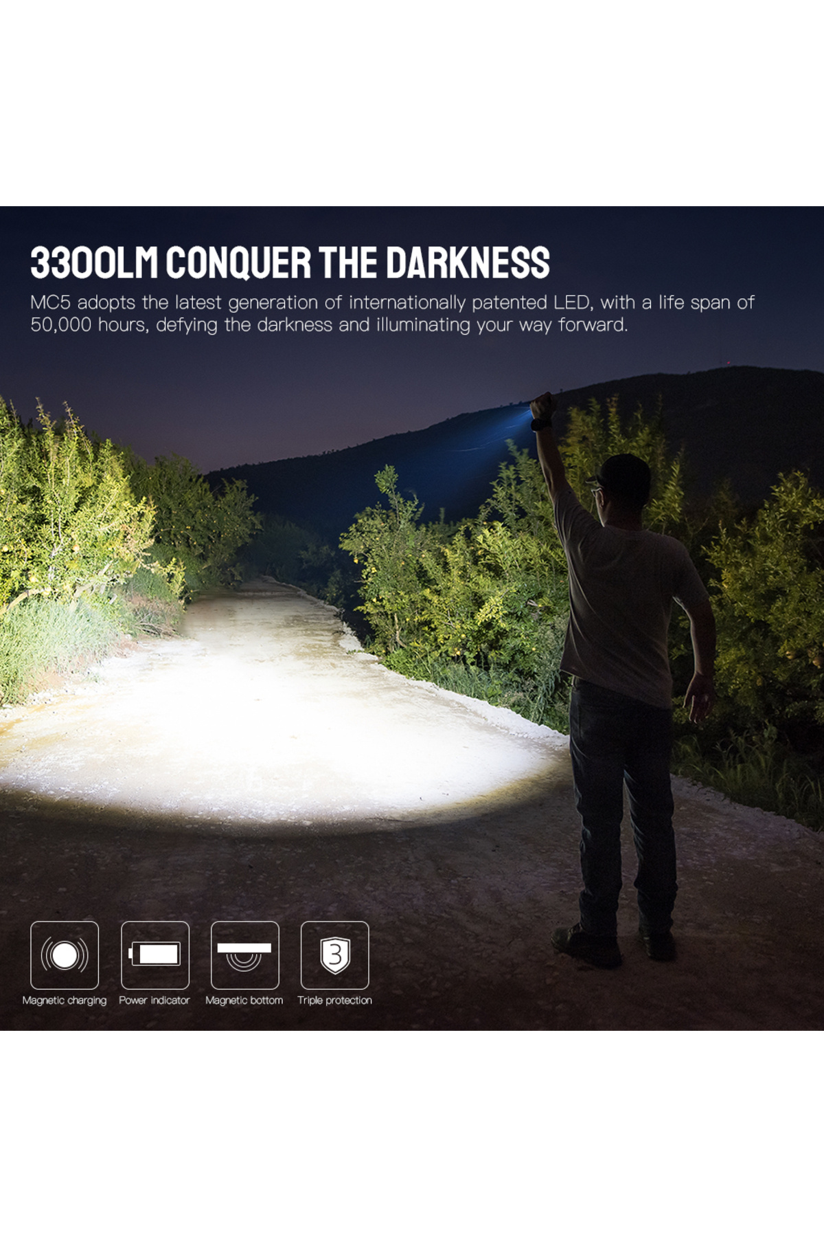 TrustFire-High Power Led Flashlights Trustfire MC5 3300 Lumens Rechargeable Edc Magnetic Charging Use 21700... 3