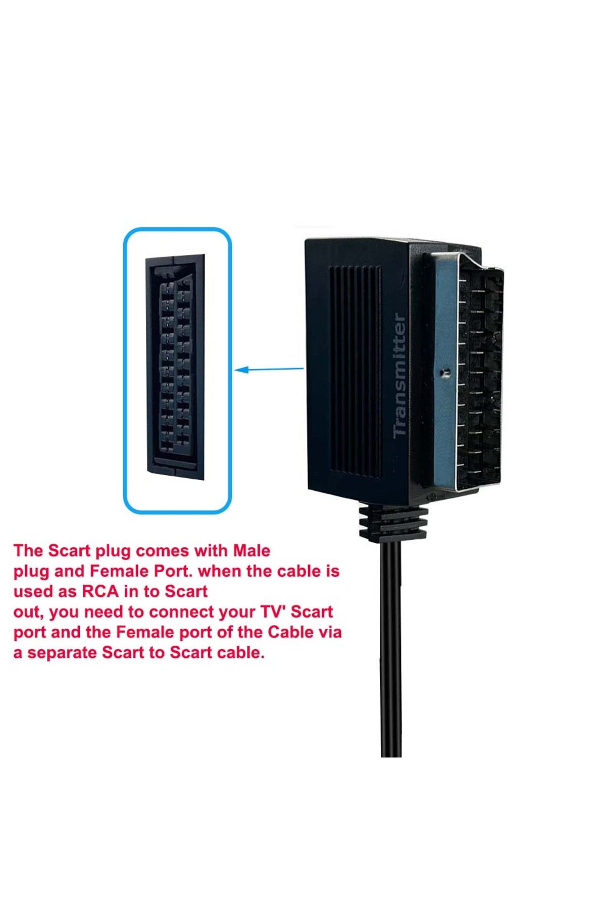 Choice-1.2m Check Note Composite Av To Scart Or Scart To Rca Bi-directional Cable Scart To 3 Rca Phono Comp 5