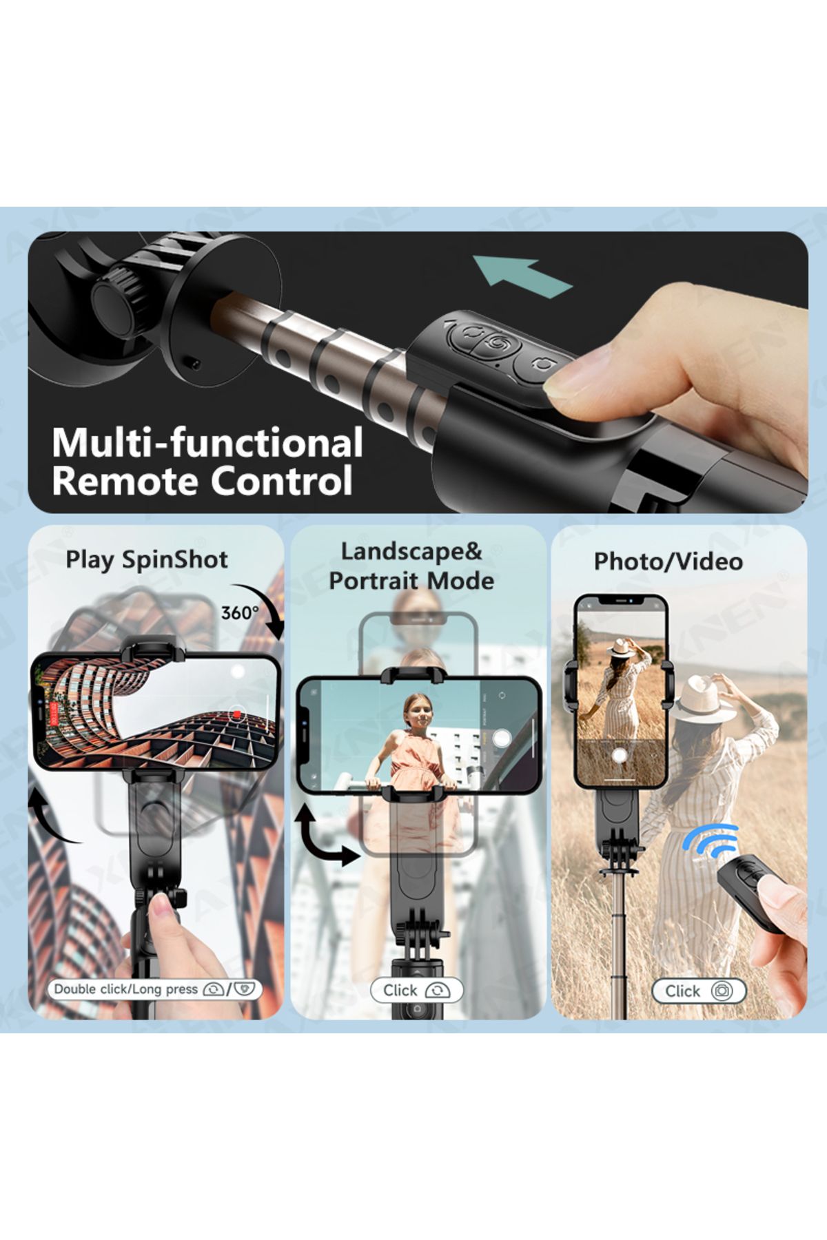 Choice-Gimbal Stabilizer for Smartphone, Portable Selfie Stick with Remote Control Tripod for iPhone And... 4