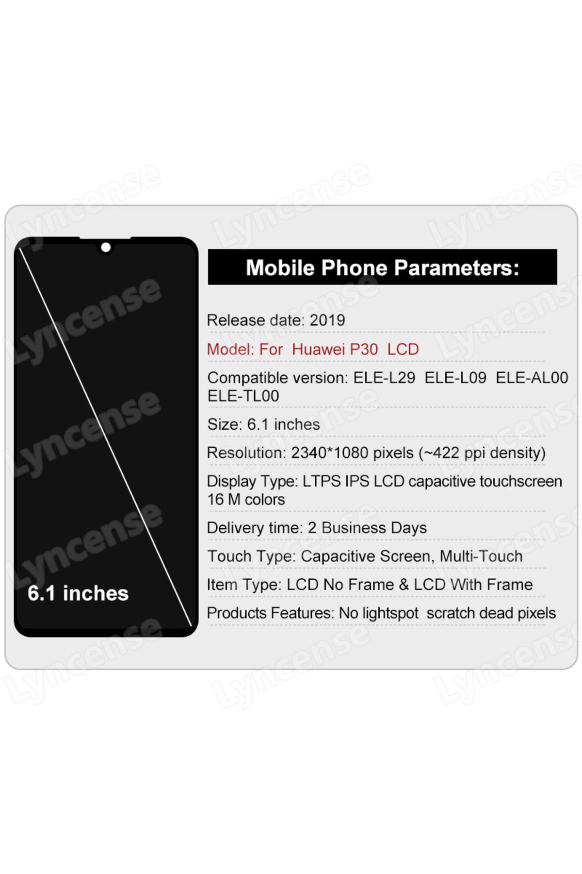 Lyncense-6.1" OLED For Huawei P30 LCD Display ELE-L29 ELE-L09 ELE-L04 LCD Touch Screen Digitizer P30 Displ... 4