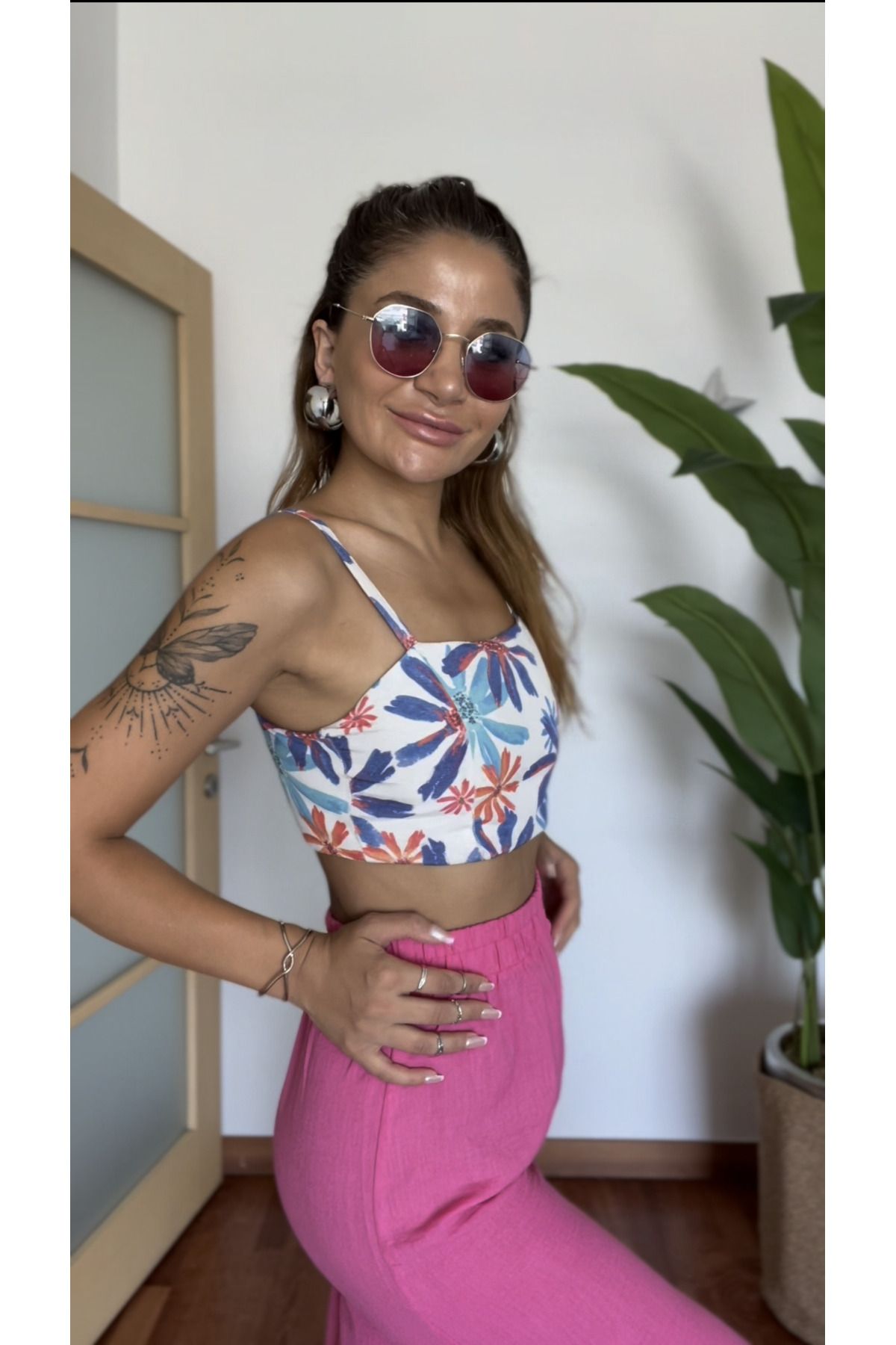 Daves-Linen Lined Crop Blouse with Straps 3