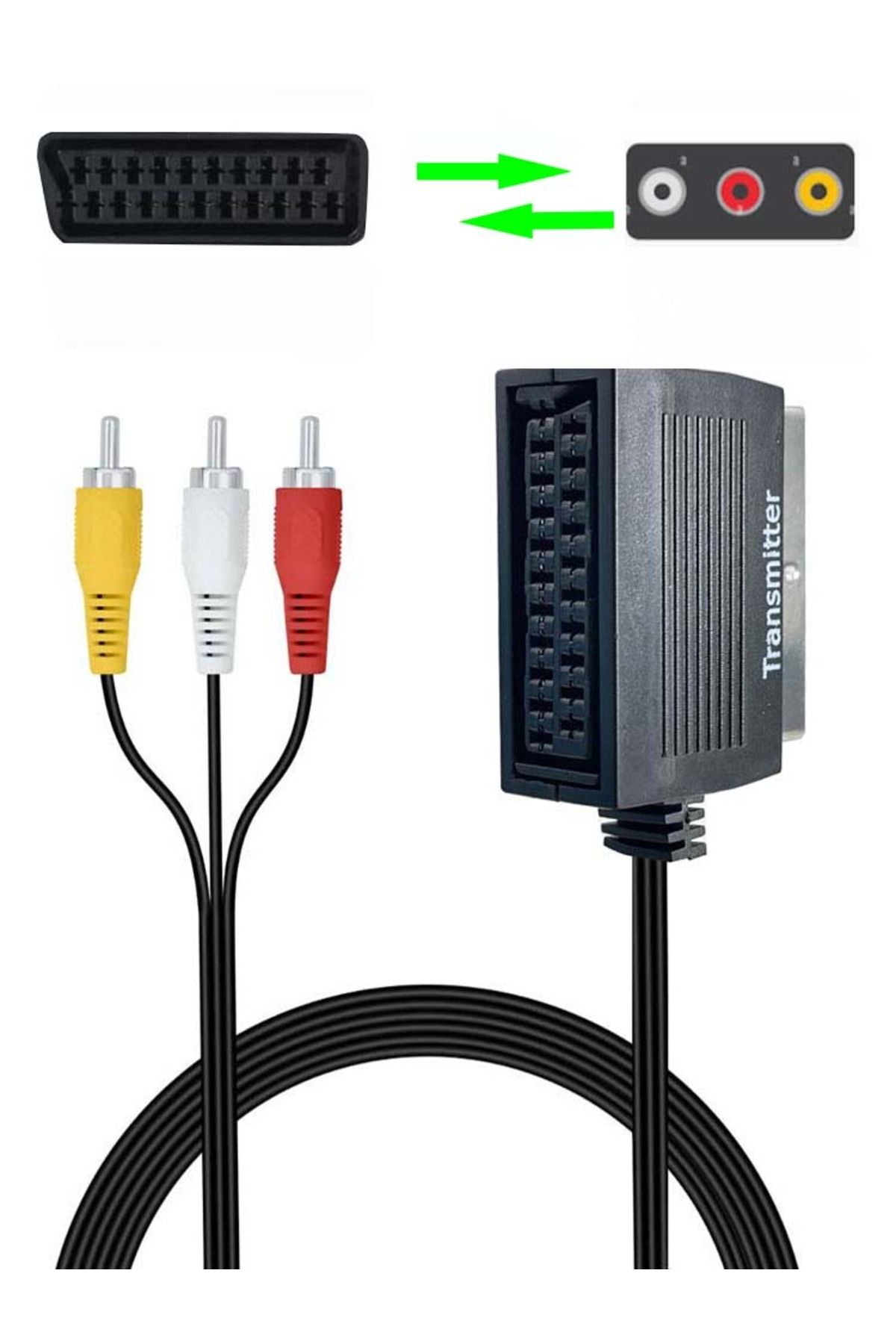 Choice-1.2m Check Note Composite Av To Scart Or Scart To Rca Bi-directional Cable Scart To 3 Rca Phono Comp 8