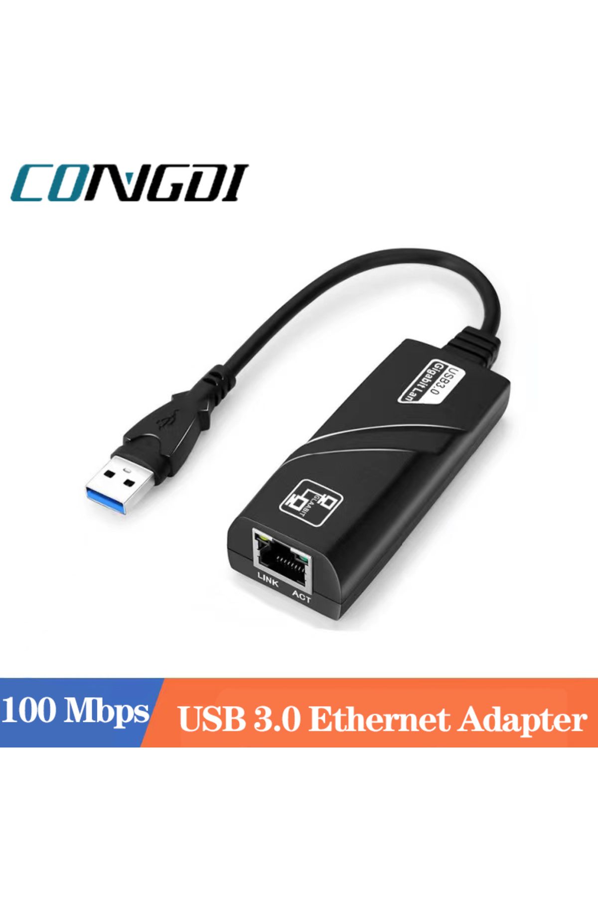 congdi-Wired USB 3.0 To Rj45 Lan Ethernet Adapter 10/100Mbps Network Cable for Xiaomi Mi Box PC Windows ... 2