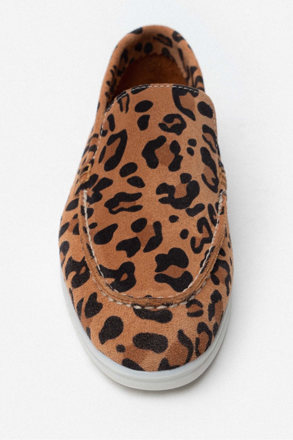 NİŞANTAŞI SHOES-Γυναικείες μπαλαρίνες Vayne Tan Leopard με μοτίβο από γνήσιο δέρμα επίπεδη σόλα 8