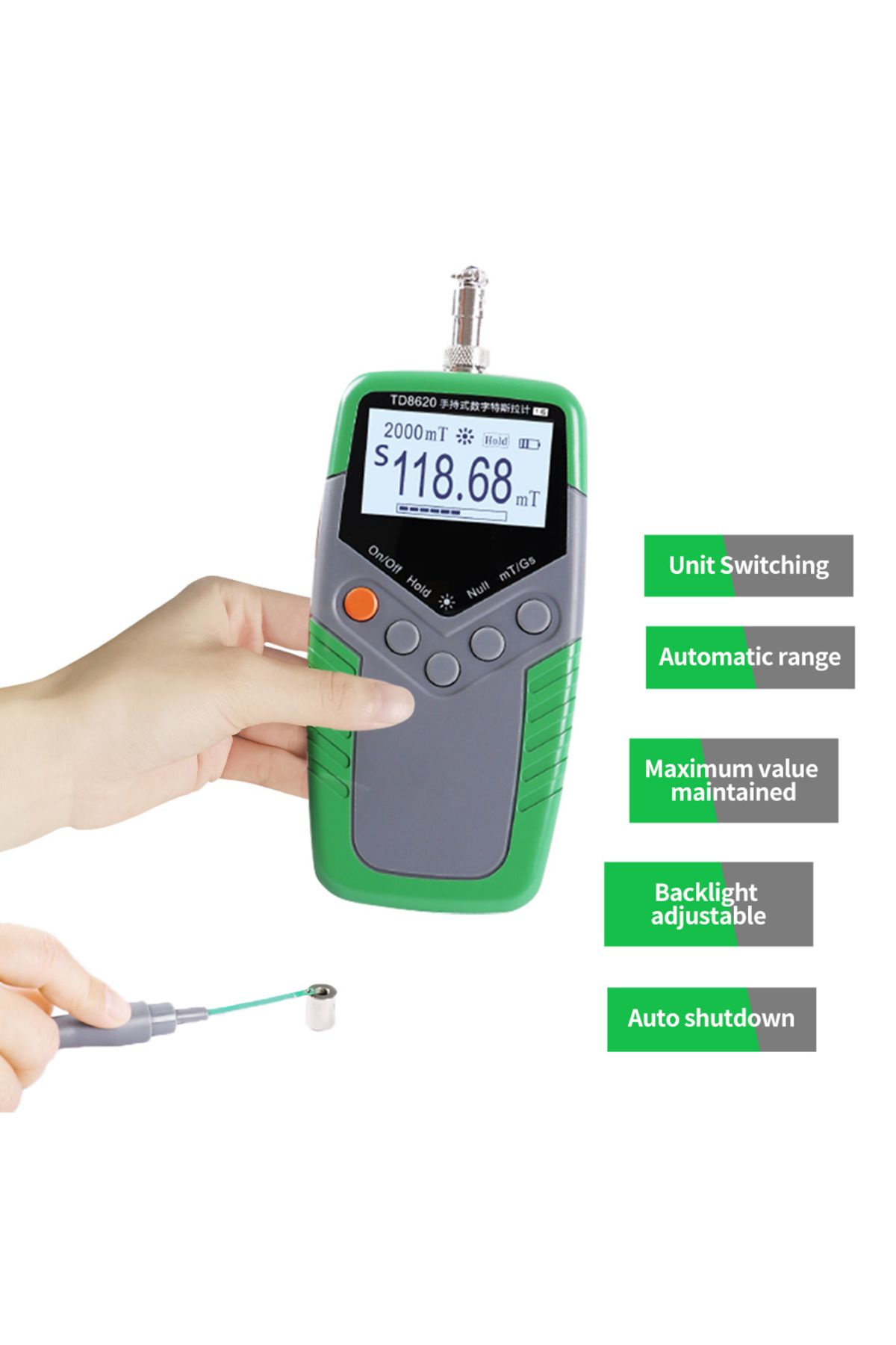 Choice-Permanent Magnet Gauss Meter Class 5 Accuracy Handheld Digital Tesla  Magnetic Flux  Surface  Fie... 2