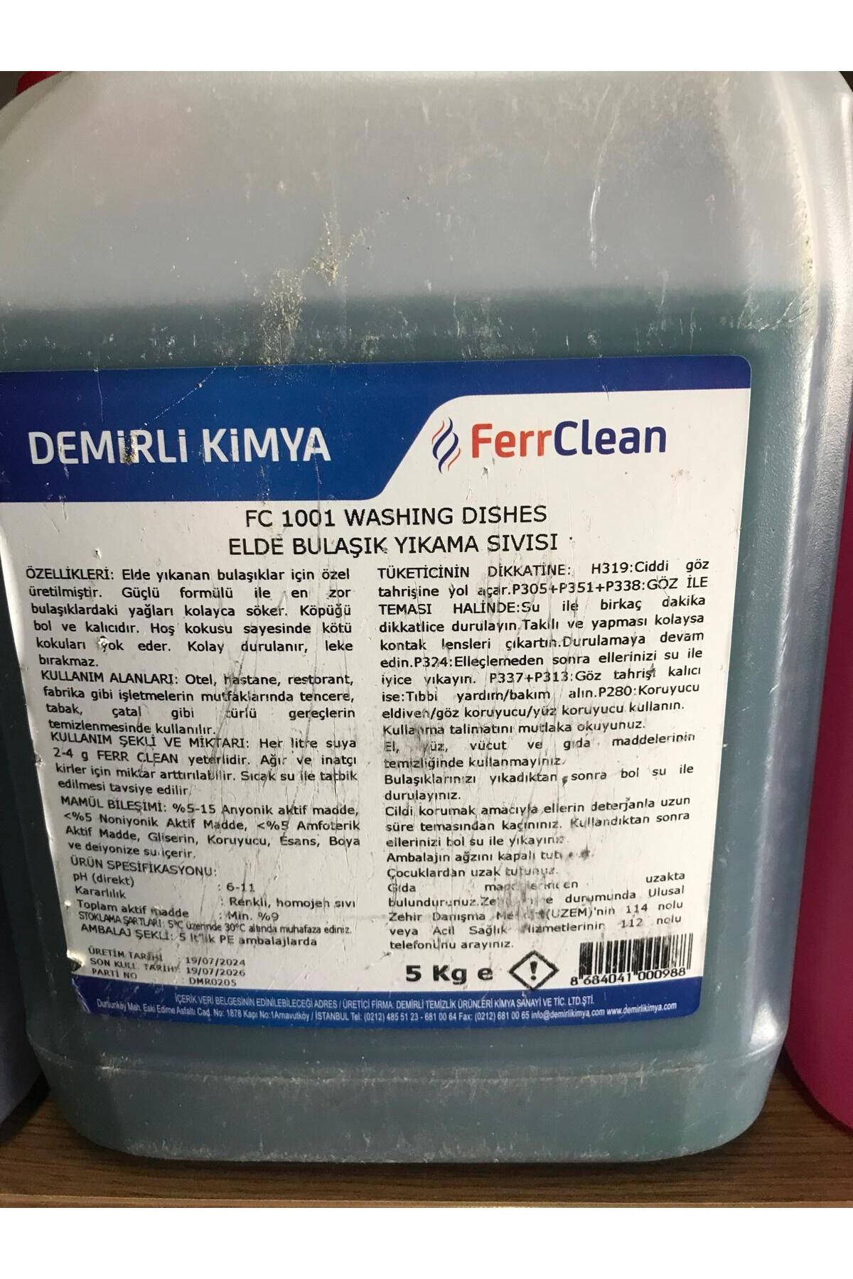 ferrclean Elde Bulaşık Yıkama Sıvısı FC 1001 Washıng Dıshes