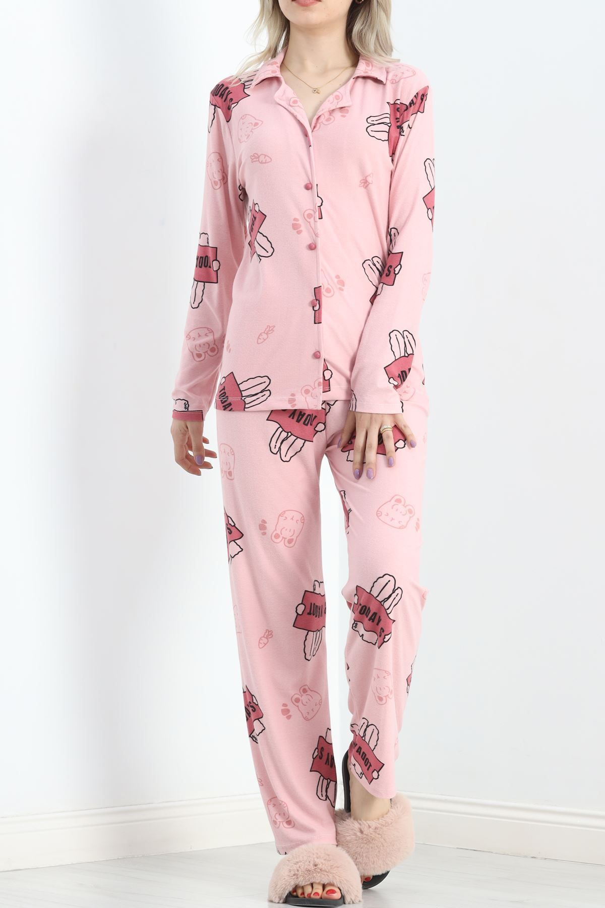 Ceet Markets-Suede Pink Rabbit Buttoned Set 1