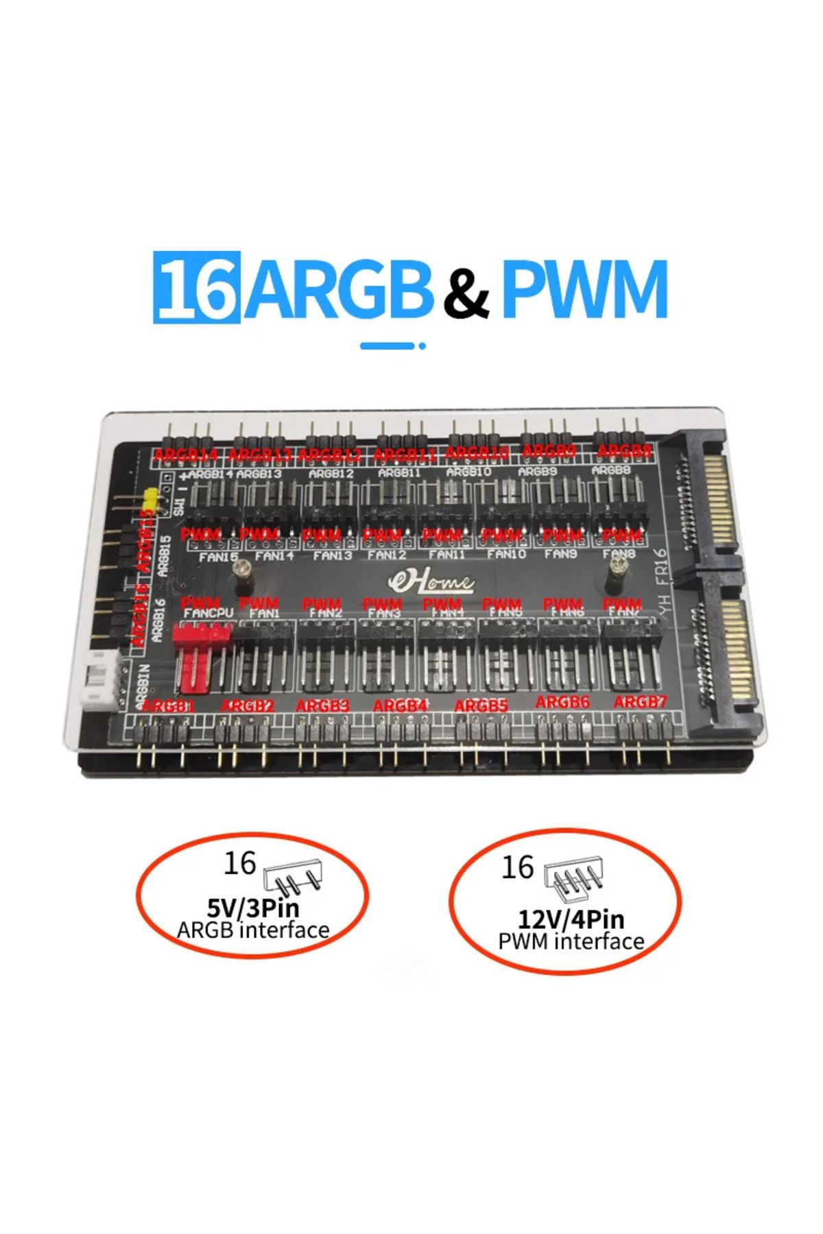 Choice-محور مروحة Fh-16 من Teucer 11/16 Argb Pwm، محور مروحة 4 سنون Pwm 5 فولت 3 سنون Argb، محول موزع متعدد الاتجاهات للكمبيوتر الشخصي 1
