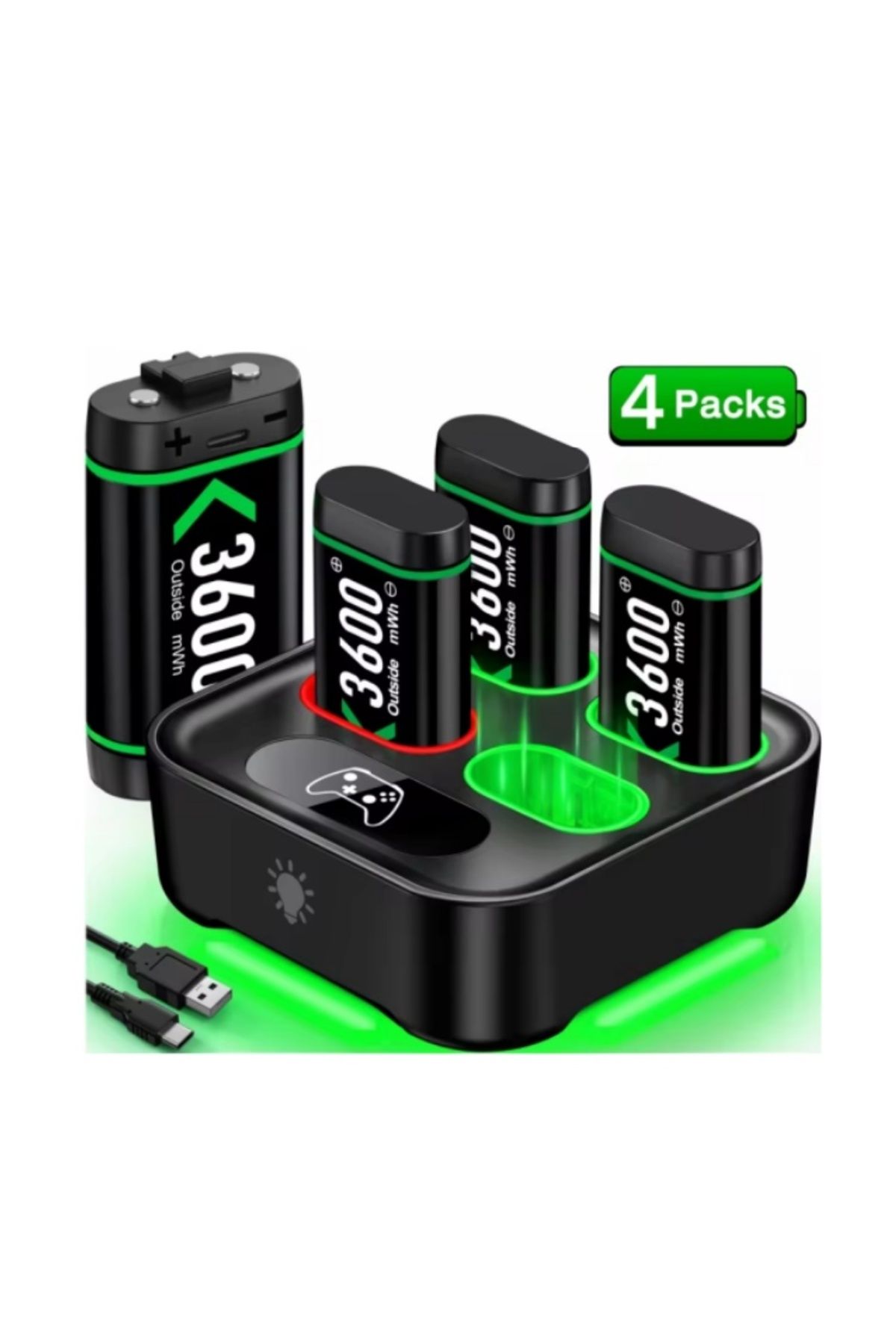 DinoFire-4X3600mWh Rechargeable Battery For Xbox One  Xbox Series X/S/Xbox One S/X charger + USB/Type-C Ch... 8