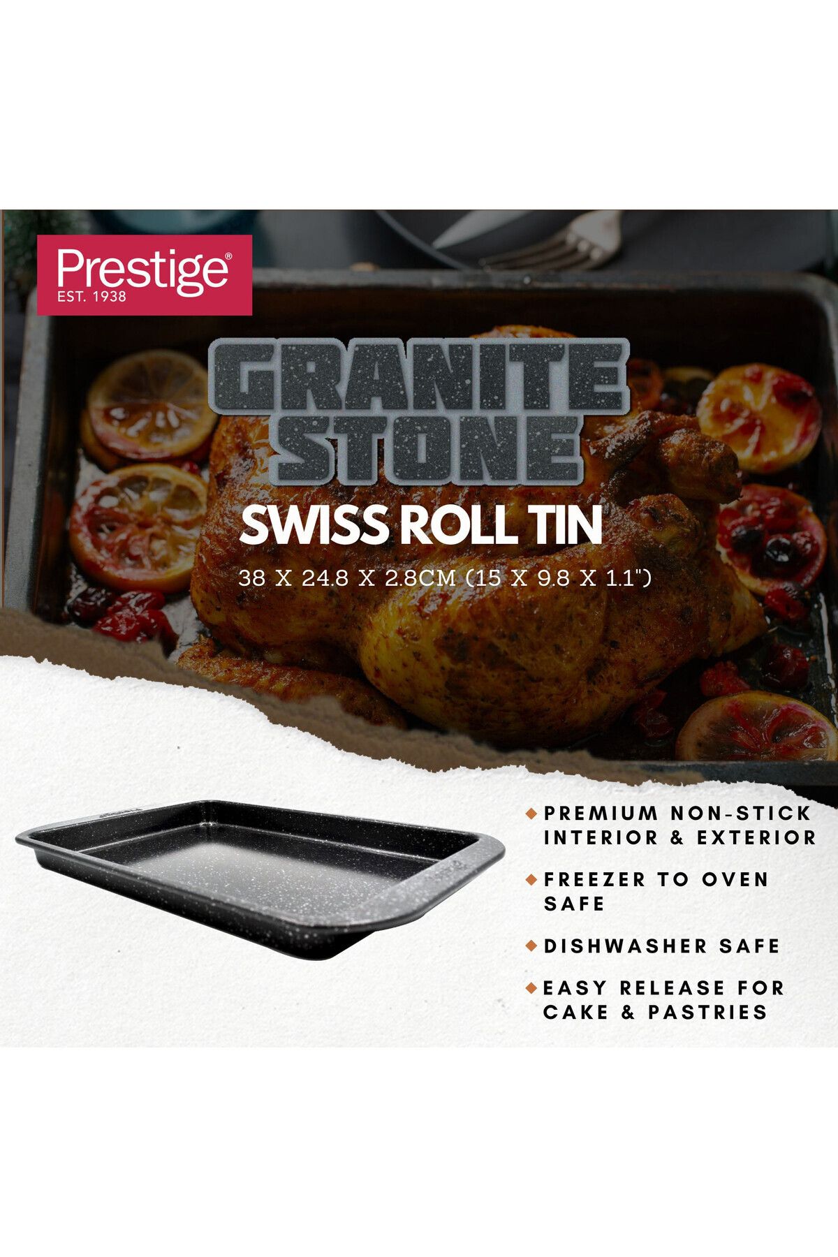 Prestige-Rectangular Baking Tray with Nonstick Granite Stone Coating 5
