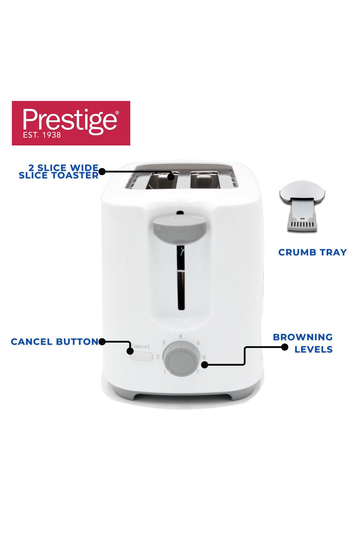 Prestige-Toaster 2 Slice Bread  | Toaster Machine with 7 Settings  - 700w White PR81533 4