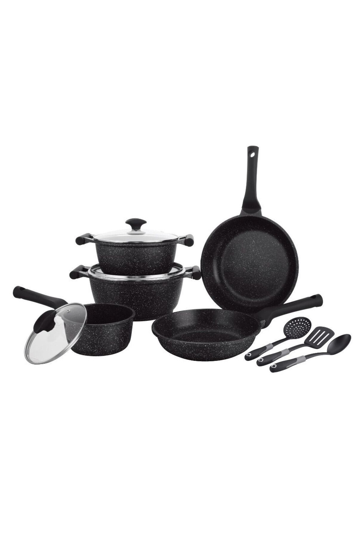 Prestige-Essentials Granite Nonstick Pots and Pans Set | Induction Cookware Set 11 Pieces  - Black 1