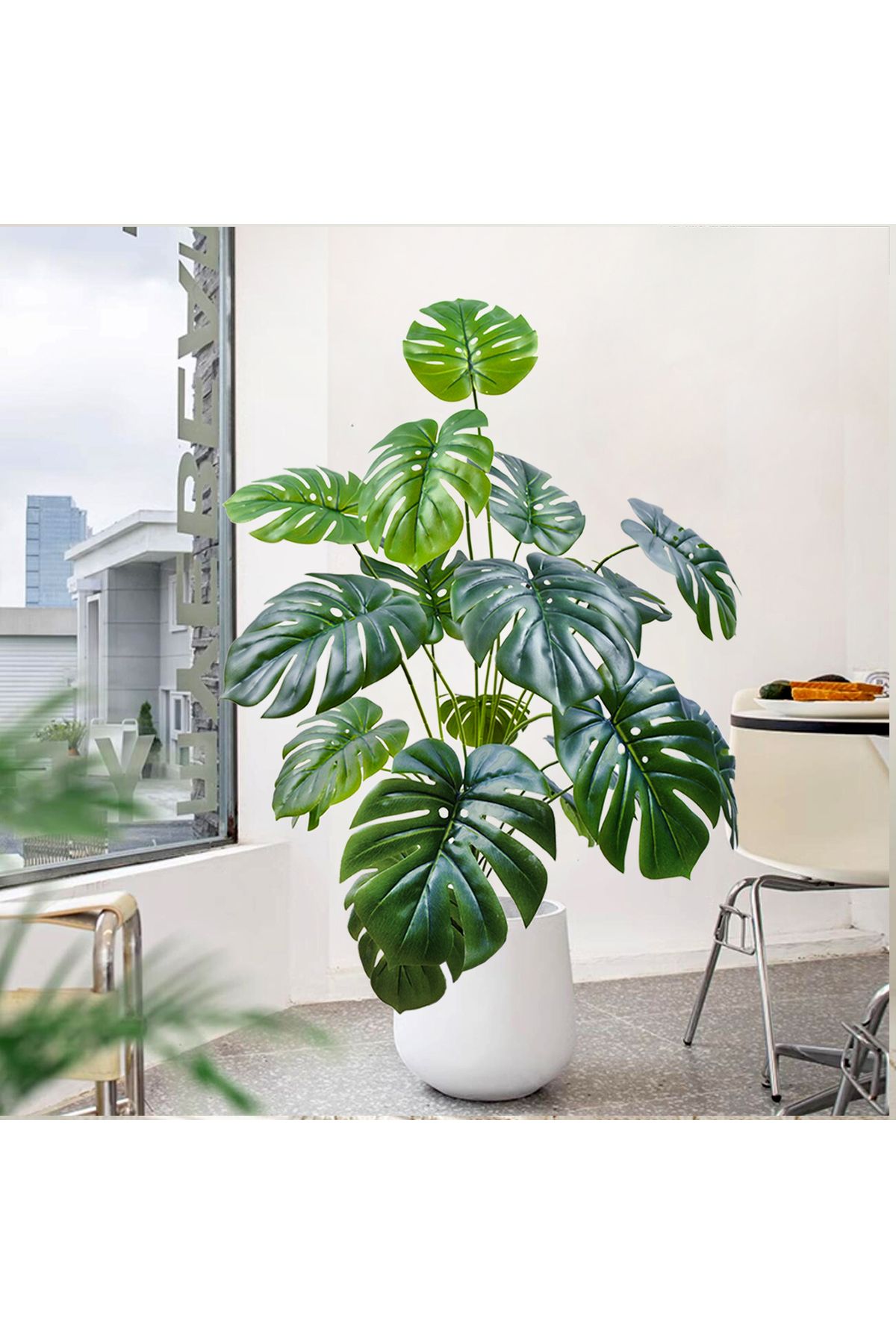 Choice-39.4in(100 cm) Artificial Monstera plastic fake plant pot ornamental festival suitable for home o... 2