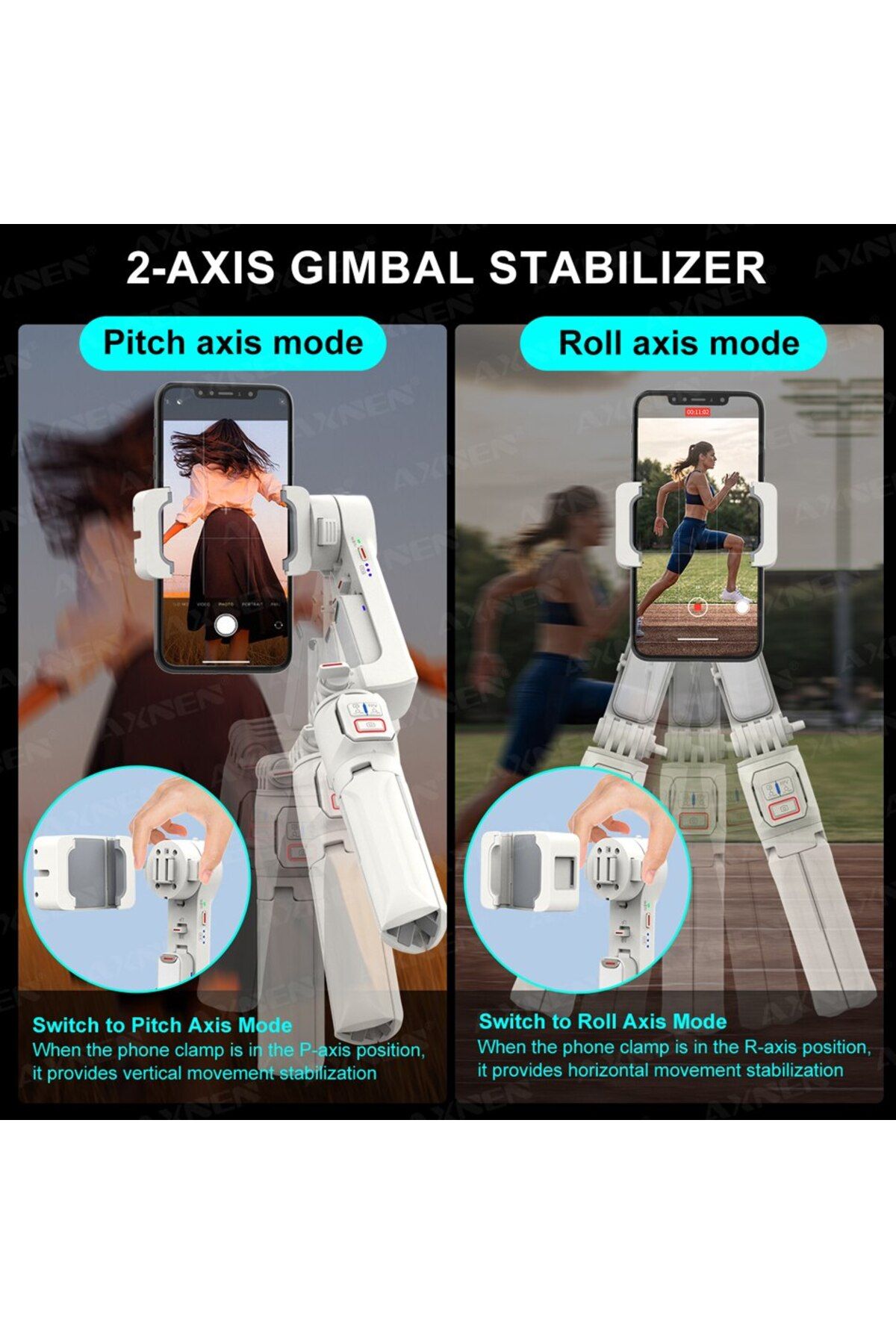 Choice-AXNEN A10 Smartphone Handheld Gimbal with Fill Light Extension Rod Remote,Cellphone Video Record ... 3