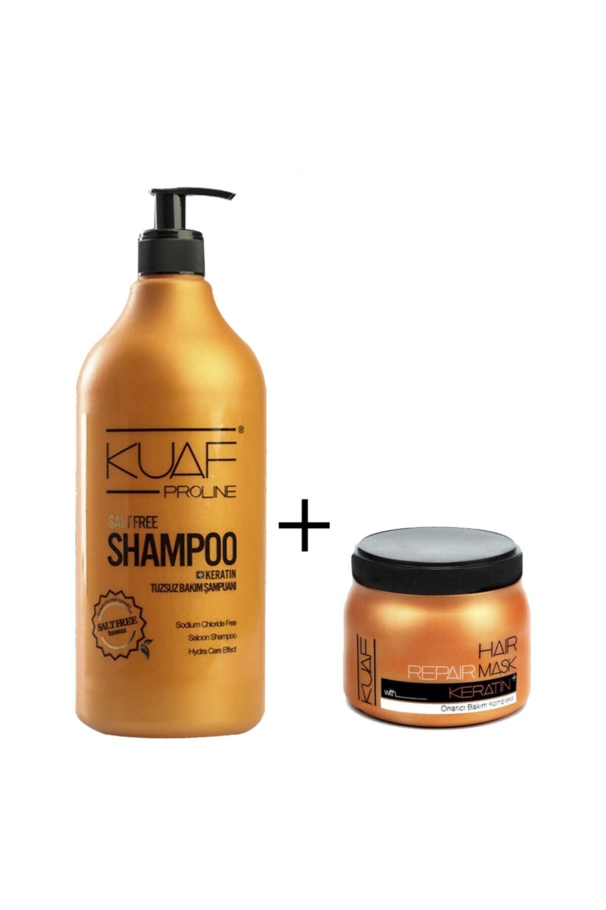 Kuaf Tuzsuz Şampuan 1 L Keratin Saç Maskesi 250 ml-1