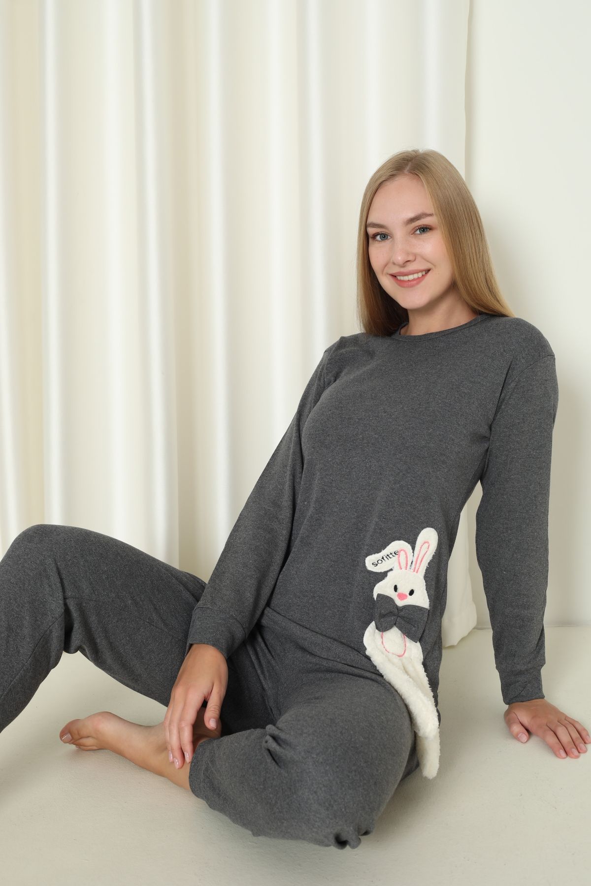 Wordex-Set de pijamale de acasă pentru femei Fwn 4002 Interlock Winter Rabbit 3